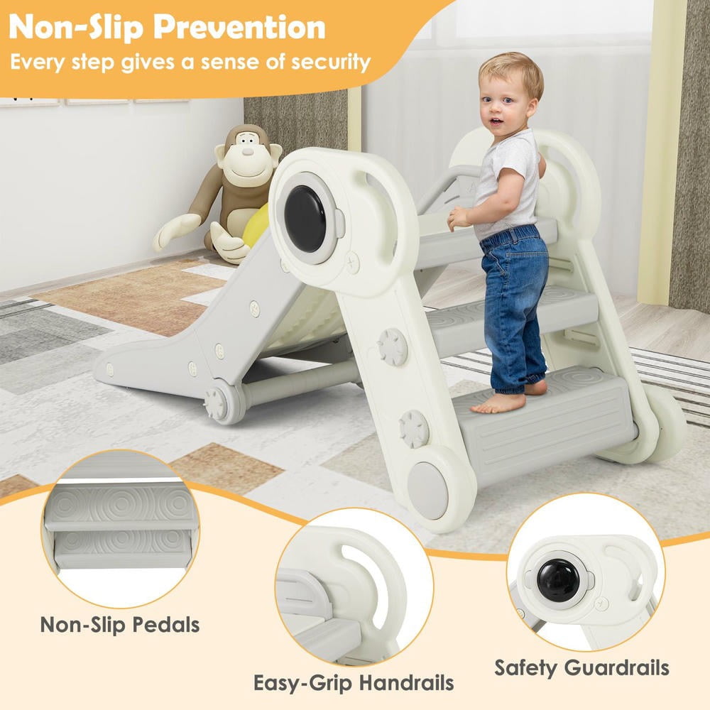 Barara King 2-in-1 Toddler Slide and Climber Playset (Gray, 48 in x 24 in x 30 in) j634i