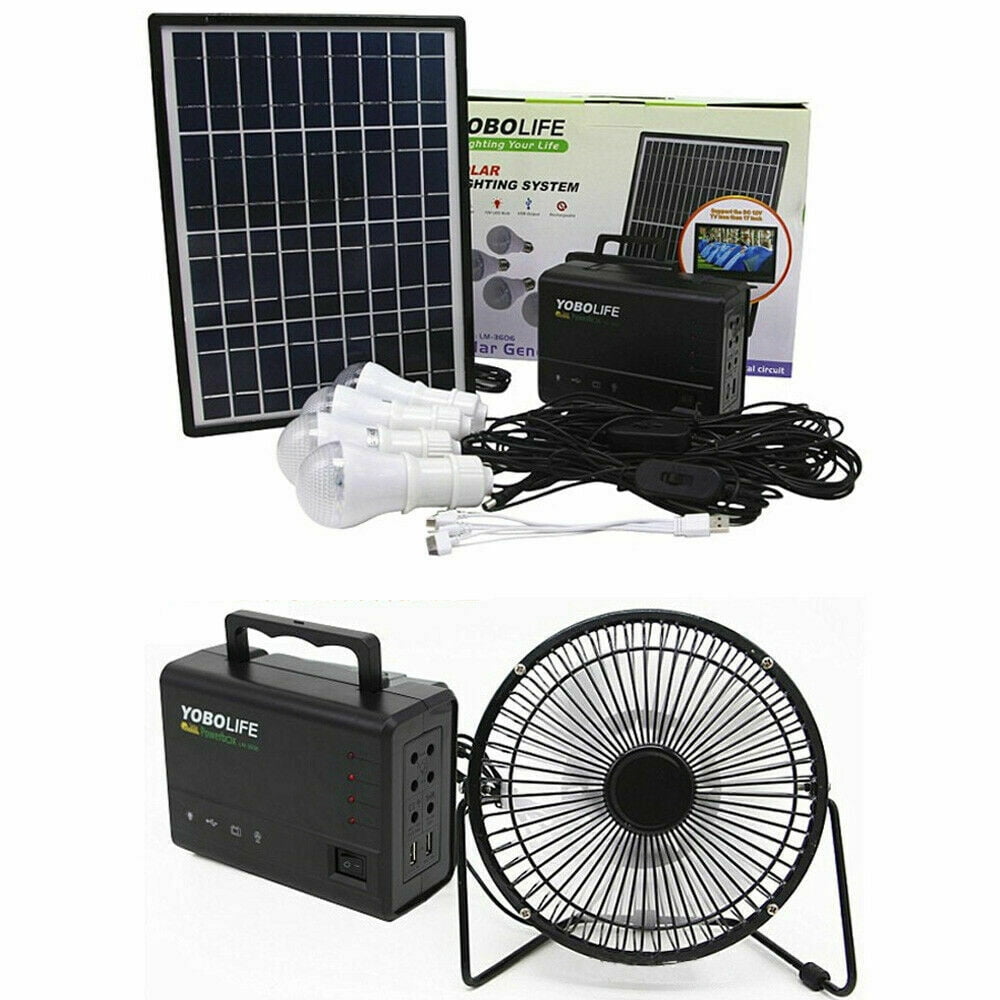 Generic Portable Solar Power Generator Kit with Battery Pack and 4 LED Bulbs (1 Kit) chczt