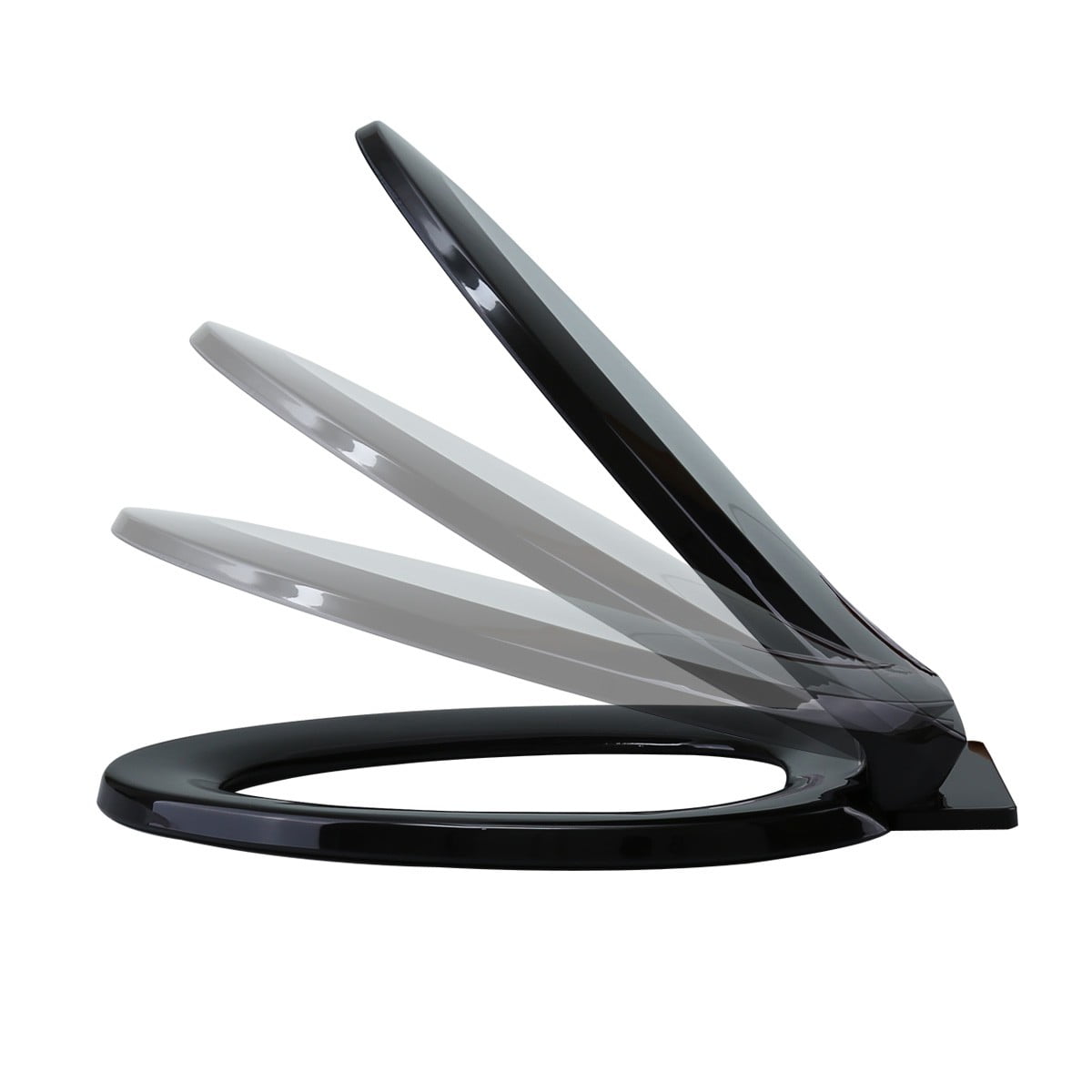 Renovator's Supply Elongated Toilet Seat (Black, 19.25 in) Slow Close Soft Close Plastic Lid with Adjustable Hinges khdga