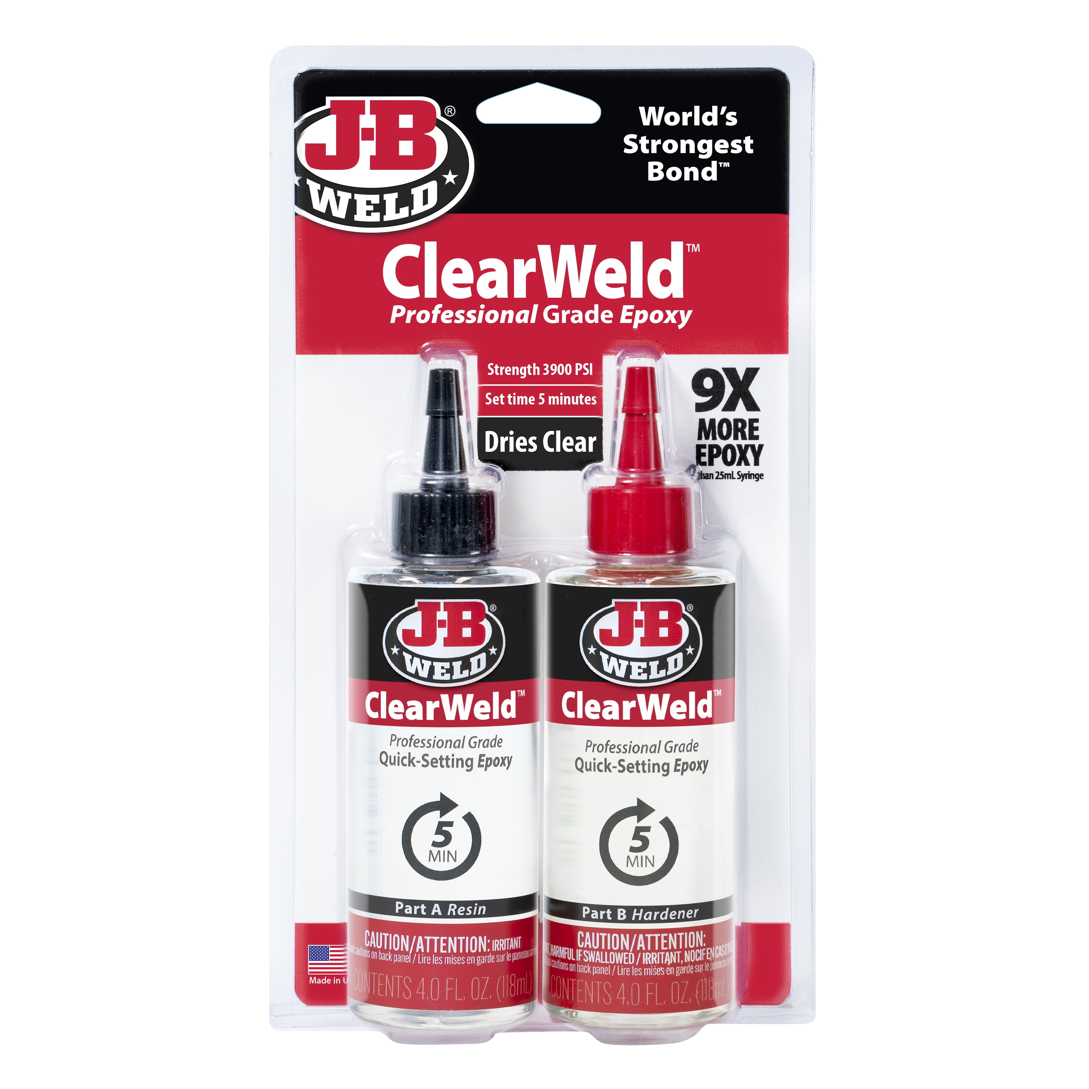 J-B Weld Clear Weld Epoxy Adhesive High-Strength Professional Formula (Clear, 8 fl oz) aeazh