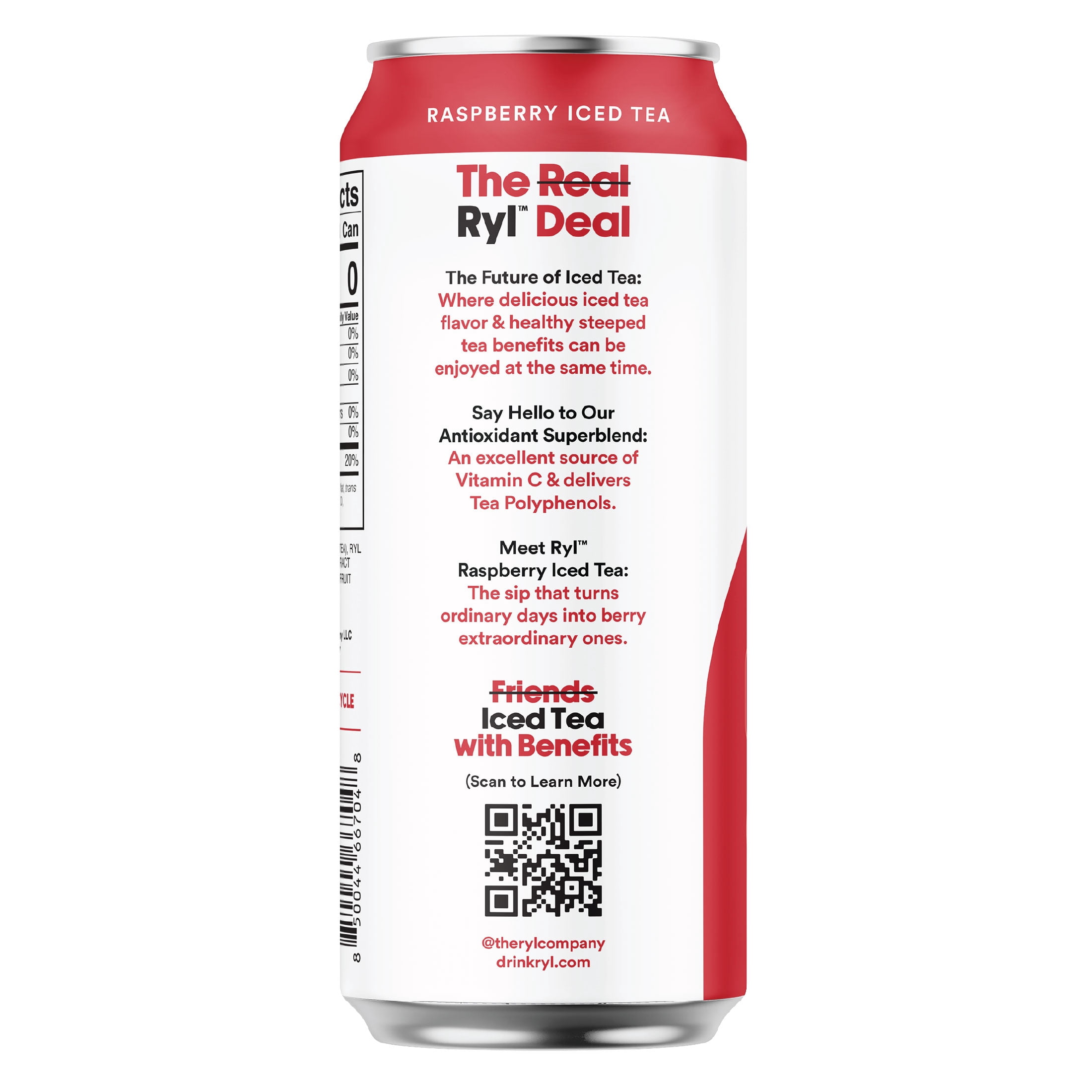 Ryl Tea Raspberry Iced Tea, Zero Sugar Black Tea with Antioxidants (16 fl oz) j2cty