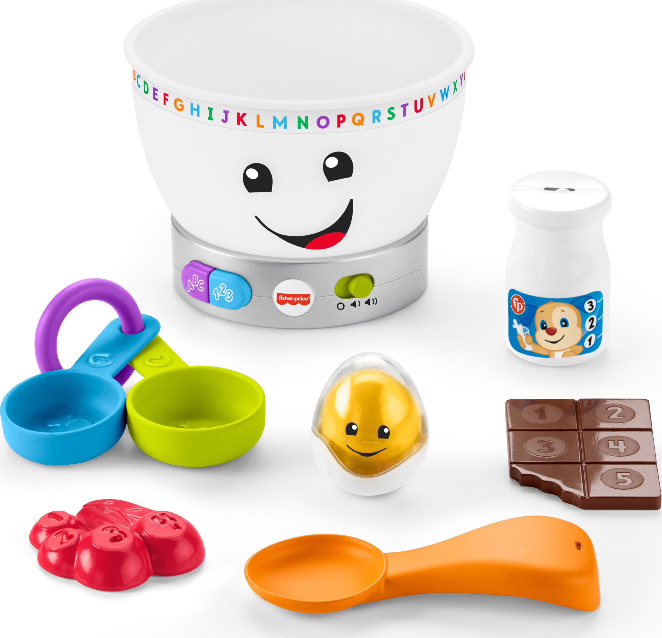 Fisher-Price Laugh & Learn Magic Color Mixing Bowl Interactive Learning Toy (Multi-color, 7 Pieces) 1nwux