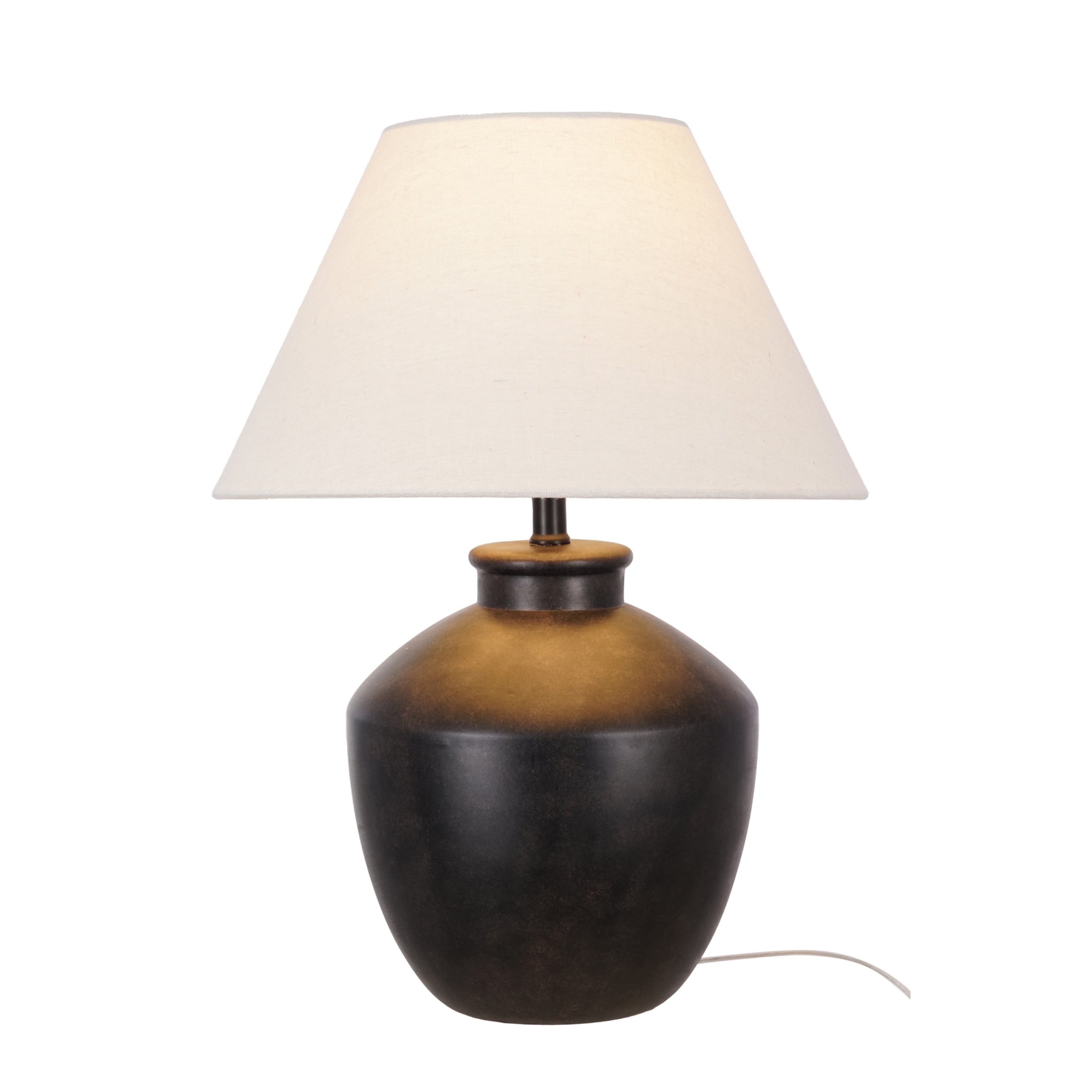 My Texas House 22 in Table Lamp with White Fabric Empire Shade (Black, 22 in) riawn