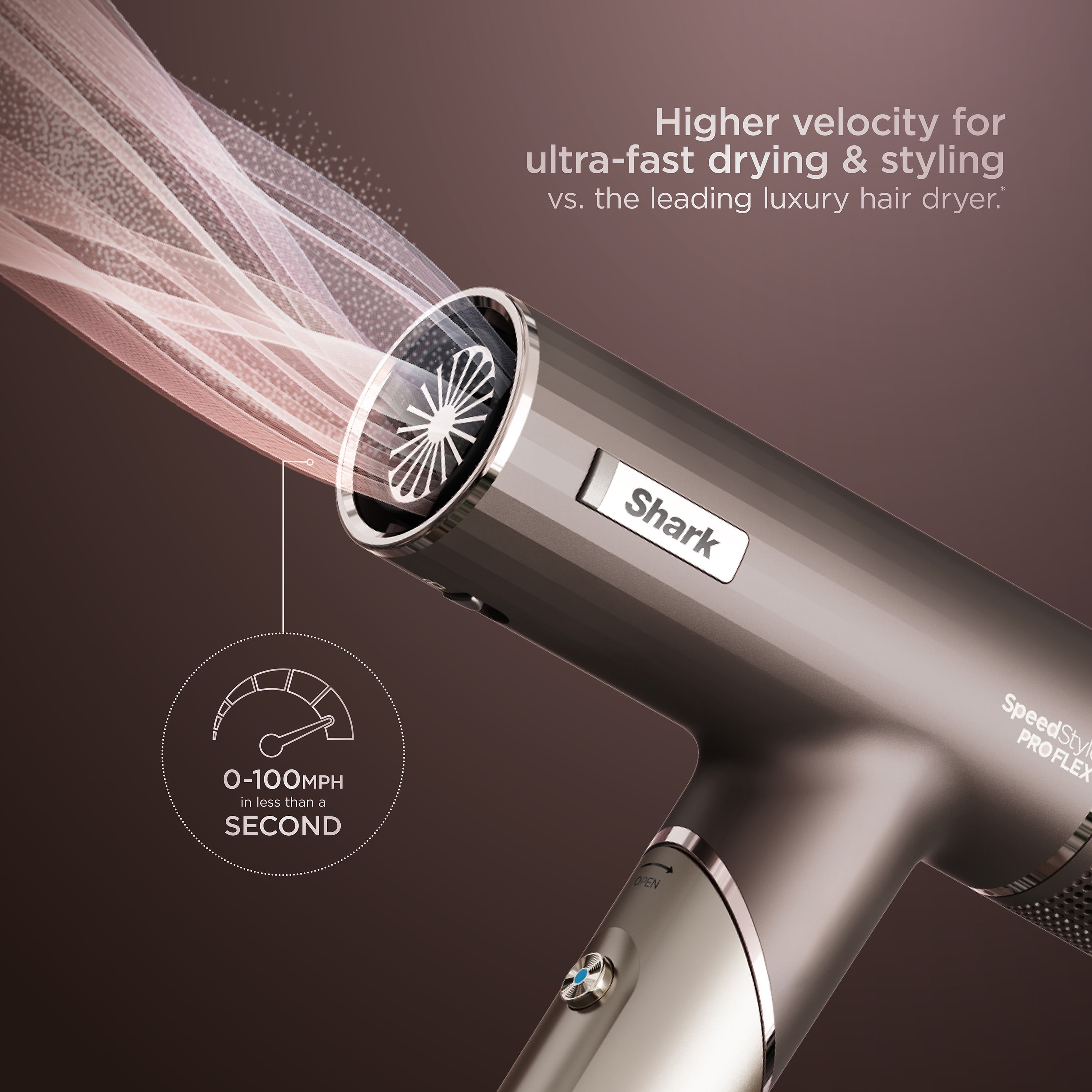 Shark SpeedStyle Pro FLEX Hair Dryer System, Professional Salon-Quality Styling Tool (Mocha Silver, Refurbished) tcnd7