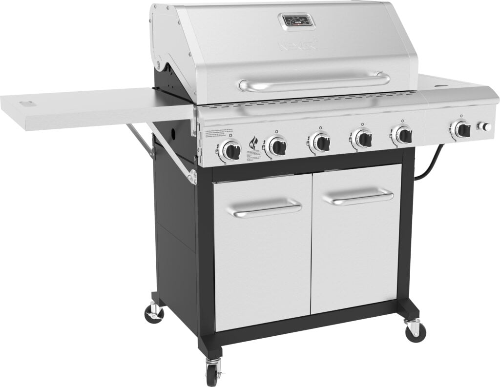 Nexgrill Deluxe 5-Burner Propane Gas Grill with Side Burner and Foldable Table (Silver, 771 sq in) bz3sw