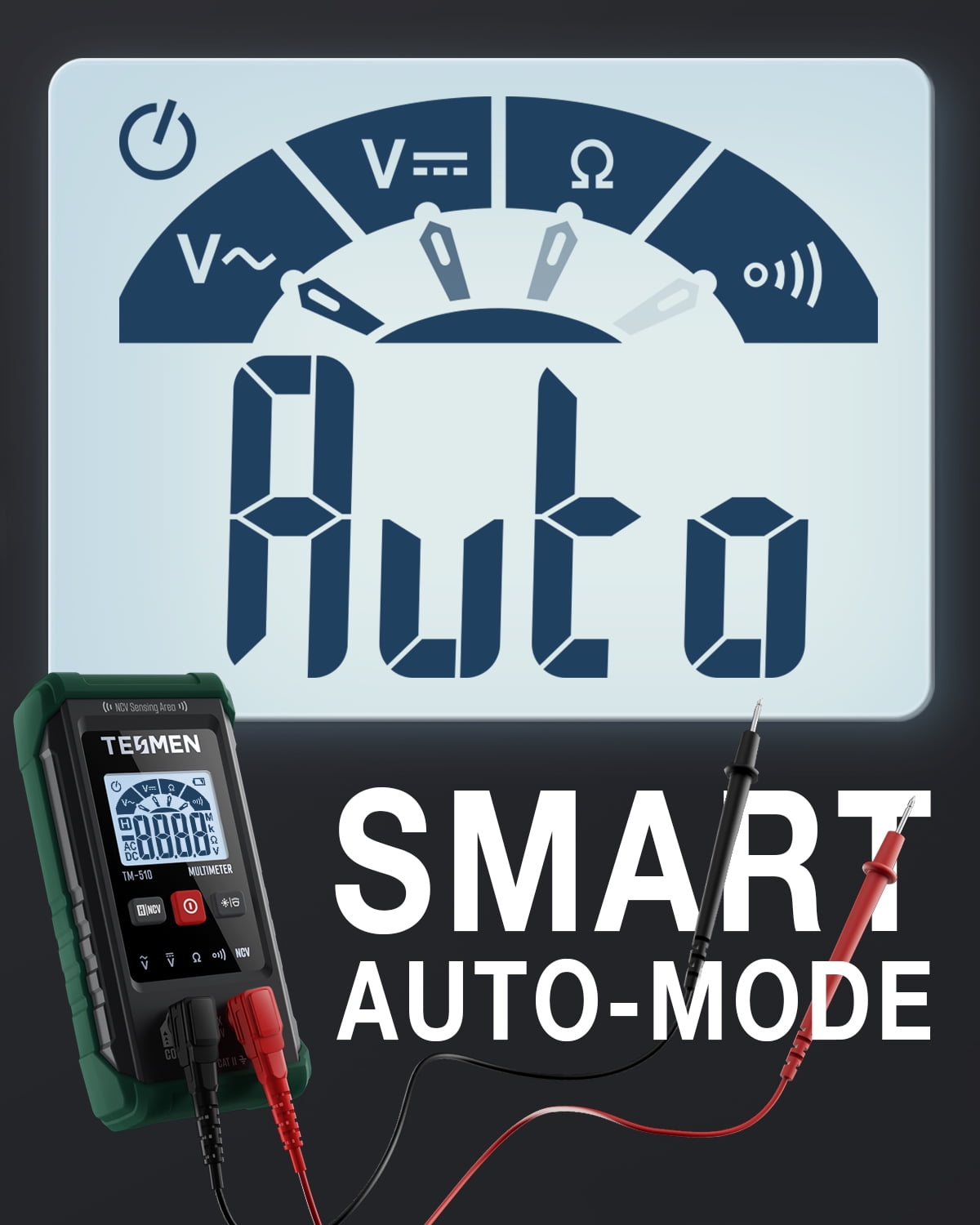 TESMEN TM-510 Digital Multimeter, Auto-Ranging Electrical Tester with 4000 Counts (1 Unit) 6i1kc