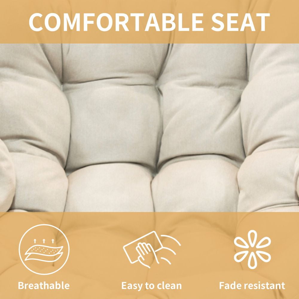 LUMAMIN Oversized Round Glider Rocker Chair, Indoor and Outdoor Rattan Wicker Accent Chair for Living Room and Patio (Beige) o12kz