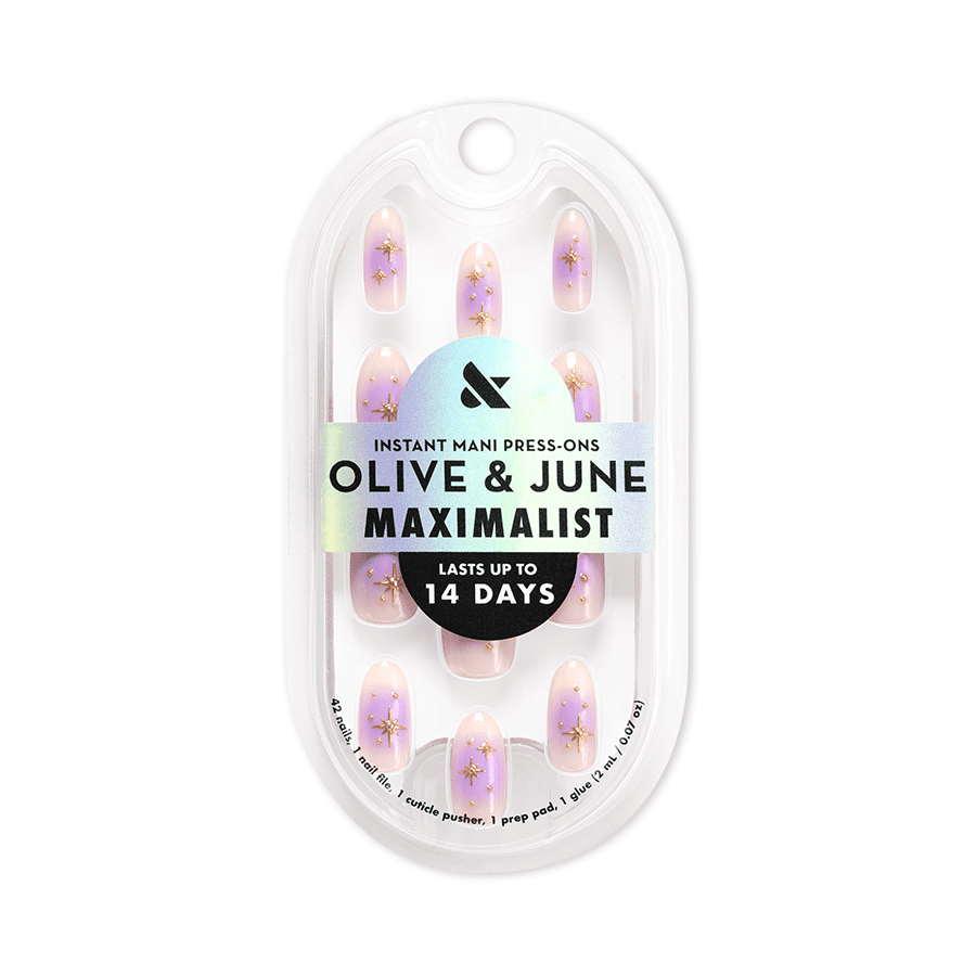 Olive & June Instant Mani Press-On Nails, Medium Oval, Sparkle Aura (42 Pieces) 8b2sl