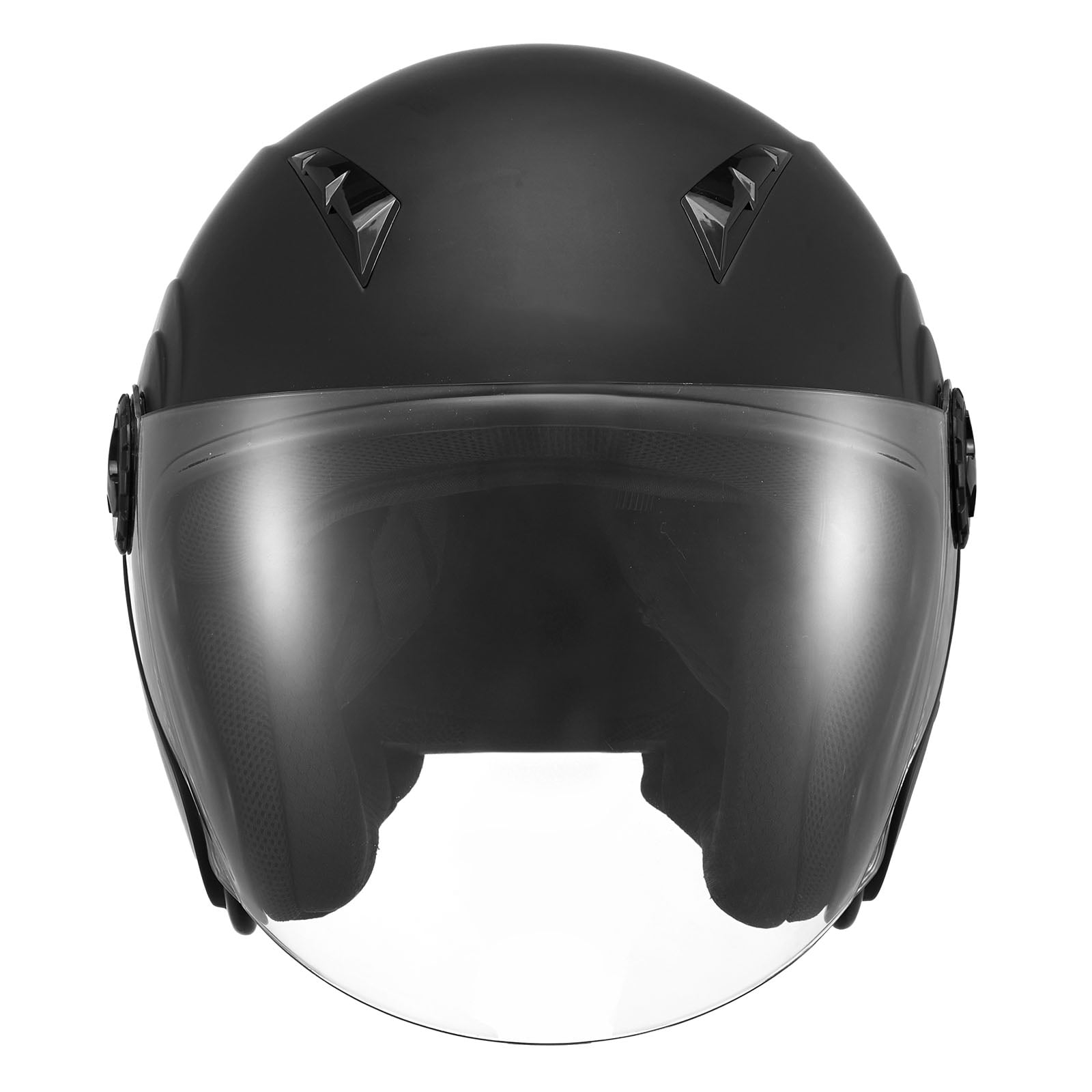 KFFKFF 3/4 Open Face Motorcycle Helmet, DOT Certified Street Riding Gear with Clear Shield and Removable Liner (Matte Black, L) 4gwuv