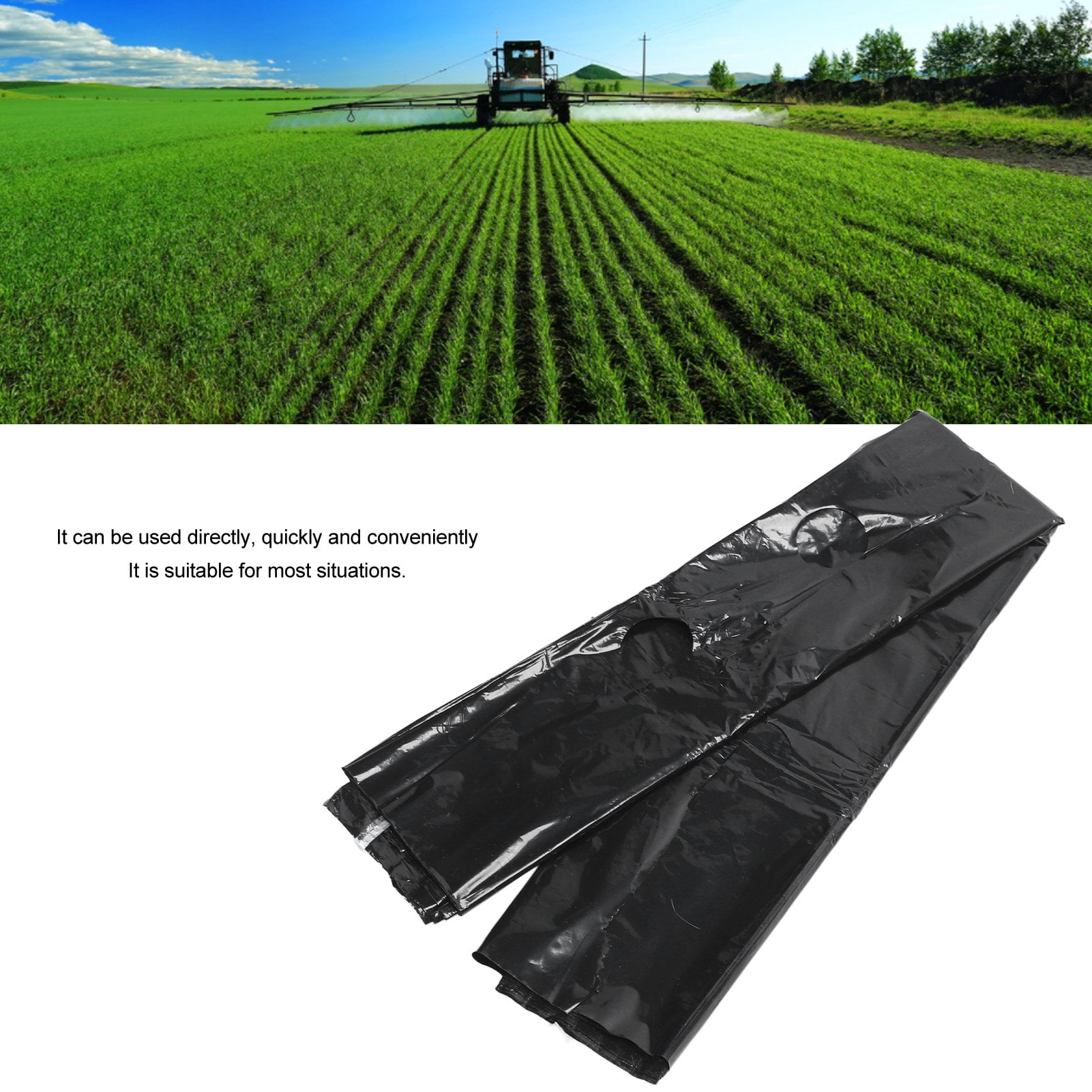 Generic Perforated PE Garden Mulch Film Weed Barrier for Crop Growth (Black, 3.1 ft x 32.8 ft) bkzvt