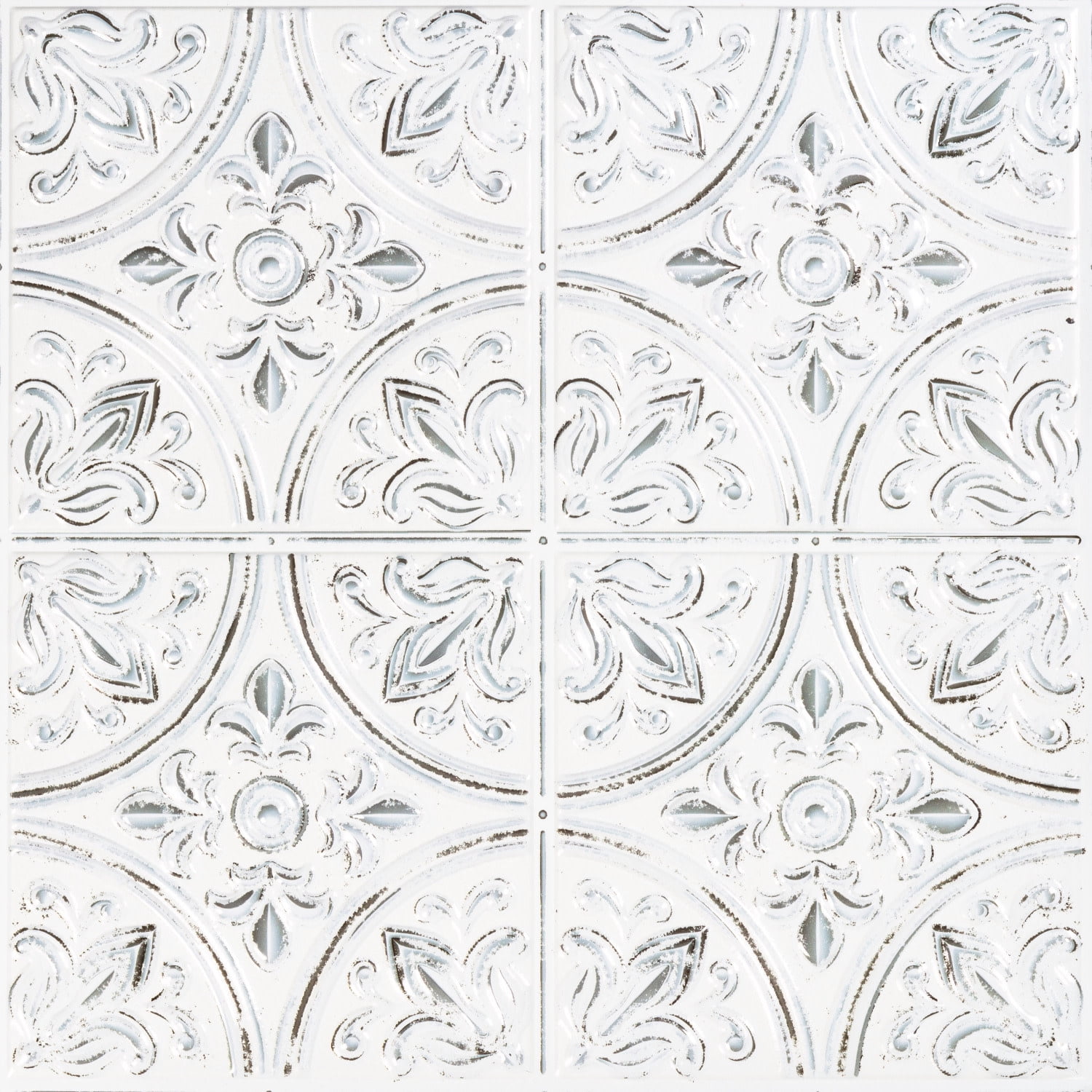 RoomMates Tin Peel & Stick Backsplash Tiles (White, 4 Pack, 10.5 in x 10.5 in) thvgw