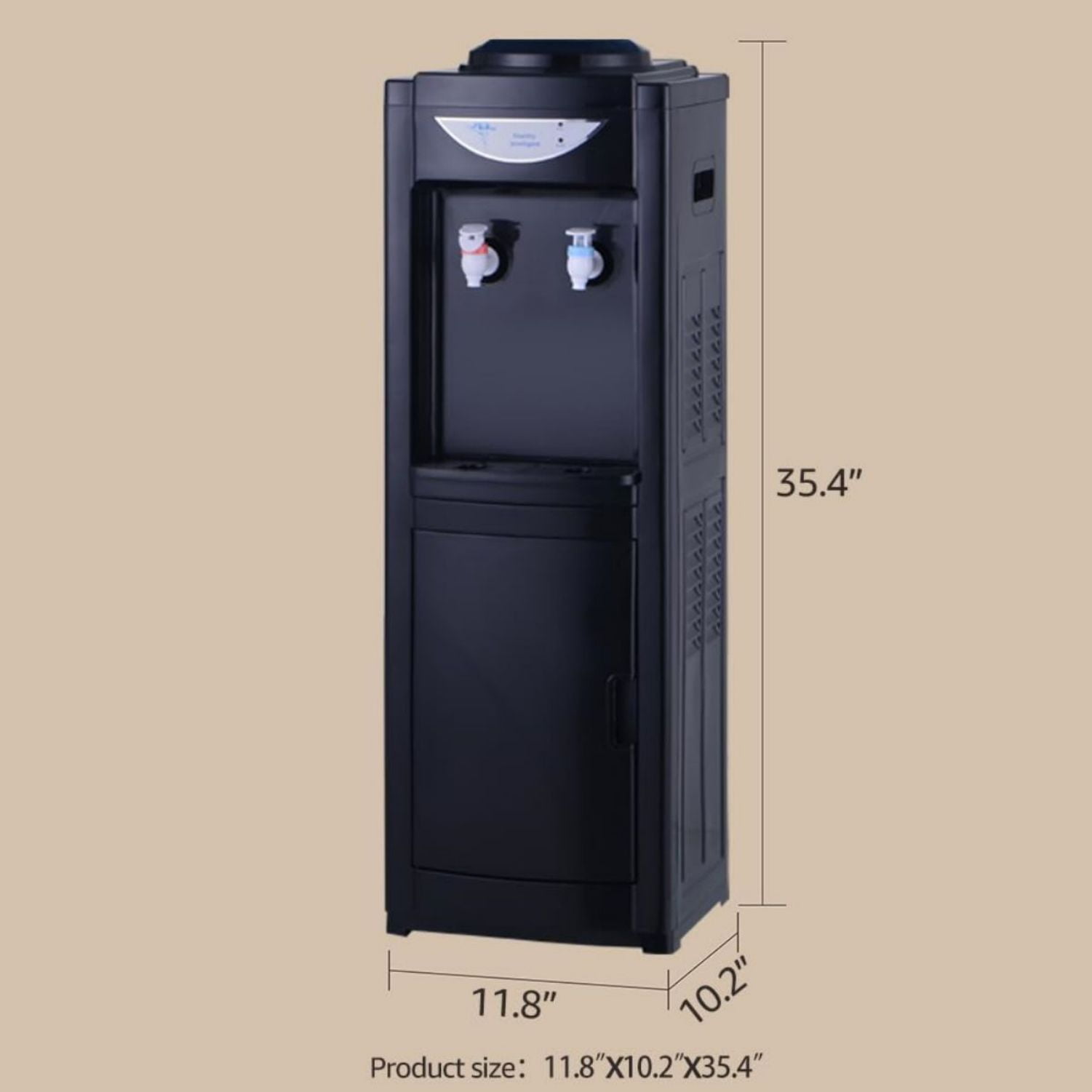 LUVCMFT Top Loading Water Dispenser with Storage Cabinet and Child Safety Lock (Black, 5 Gallon Capacity) dl1n7