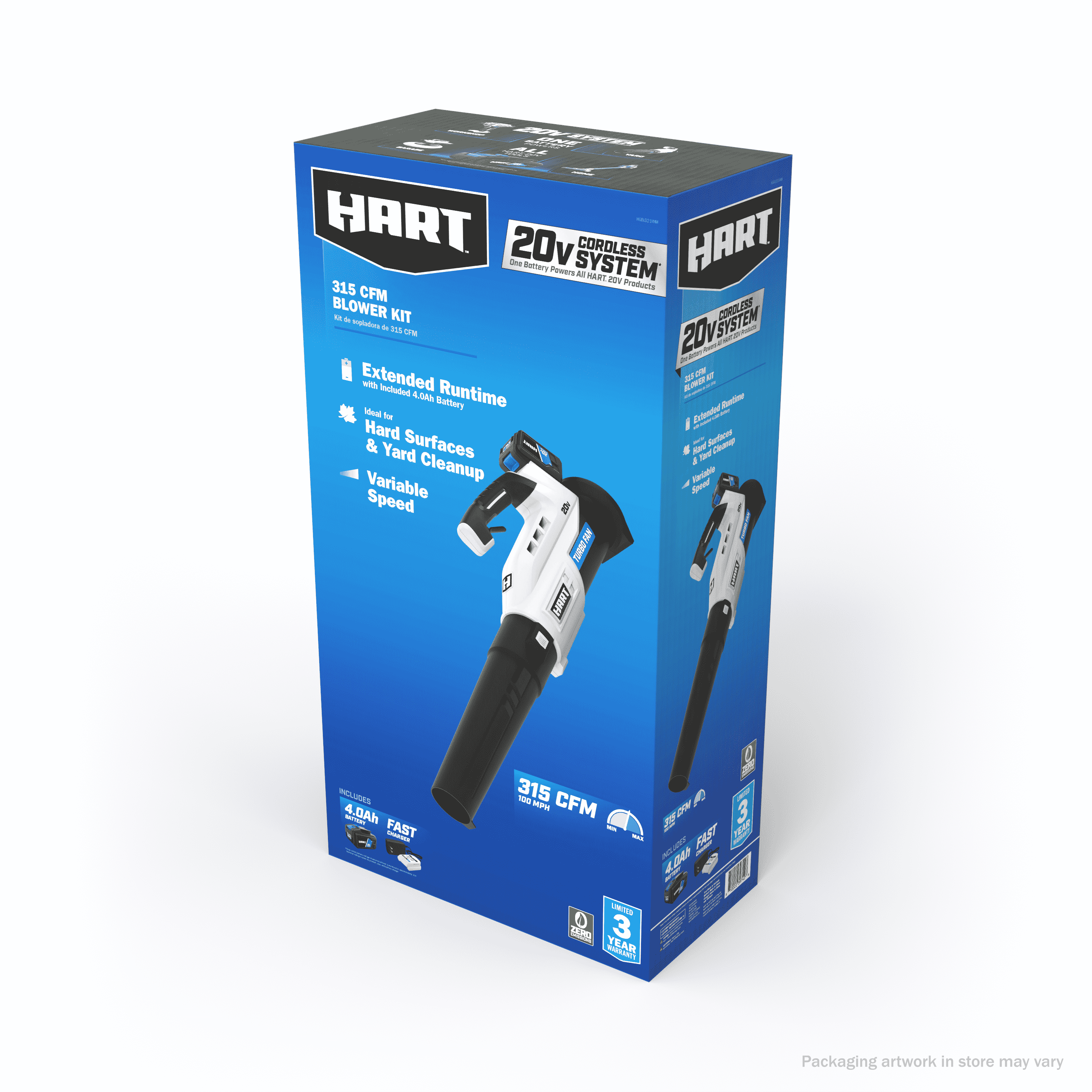 HART 20V Cordless Turbo Fan Leaf Blower (4.0Ah Lithium-Ion Battery, 1 Pack) 5l2st