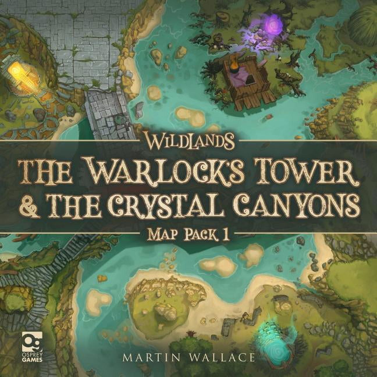 Osprey Map Pack #1 Warlock's Tower & the Crystal Canyons Board Game Expansion (Black, 1 Pack) uekoz