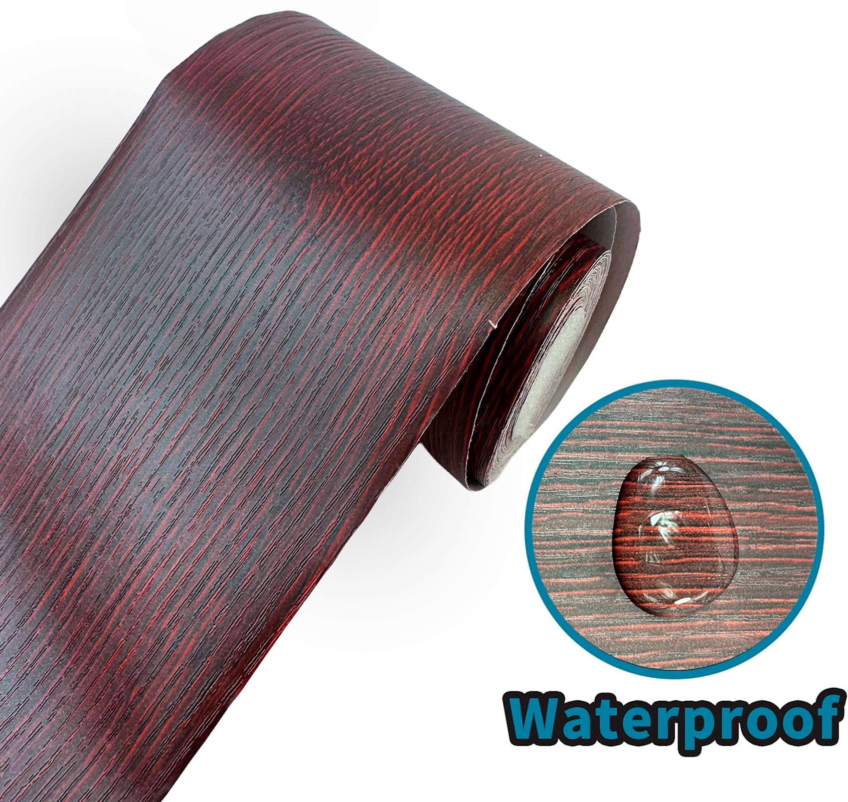 STAMINATE Red Wood Grain 3D Wallpaper Border, Removable Peel and Stick Wall Decor for Bathroom and Kitchen (Red, 3.94 in x 32.8 ft) zhnc3