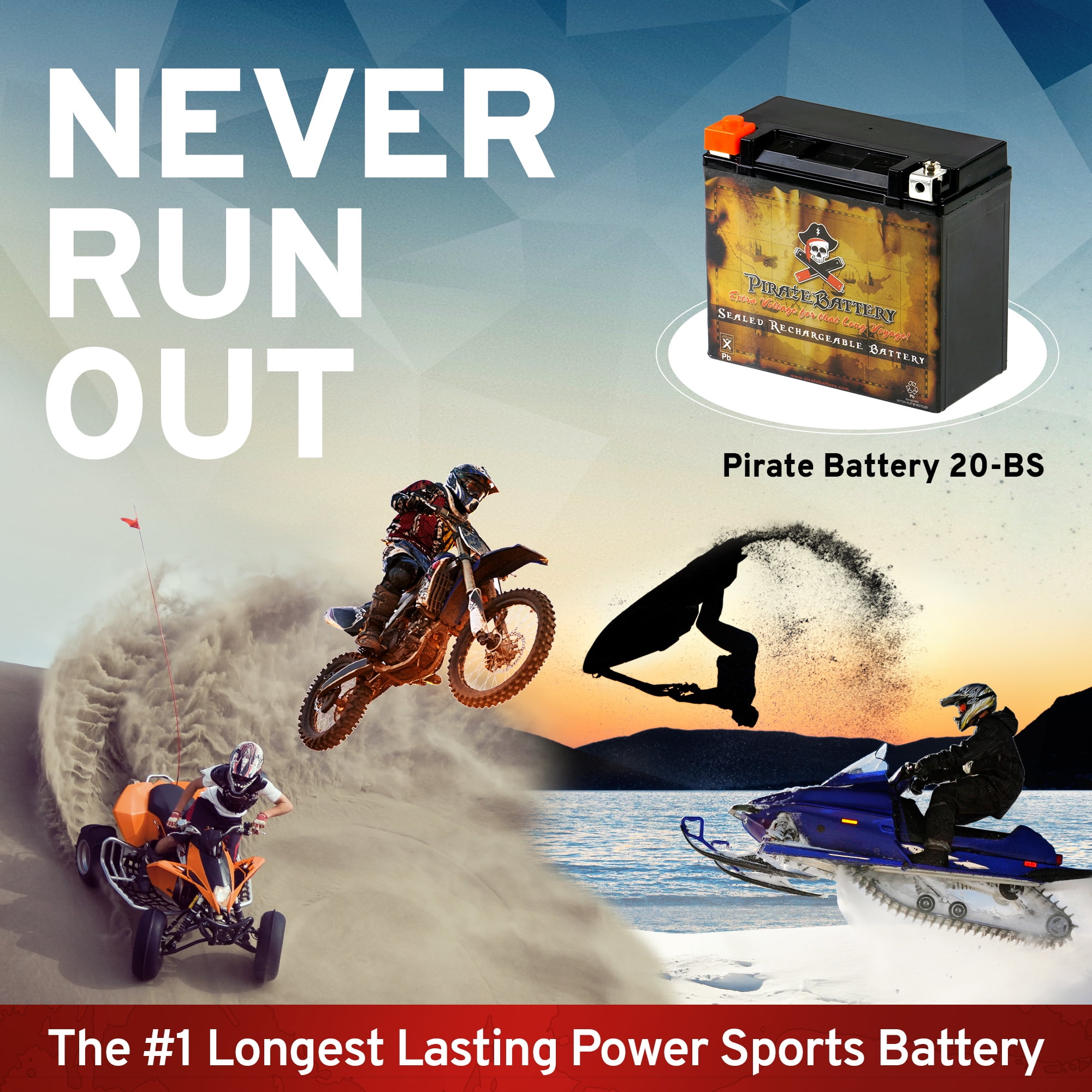 Pirate Battery YTX20-BS Motorcycle Battery for Harley-Davidson Sportster (12V, 18Ah, 270 CCA) 24dhl