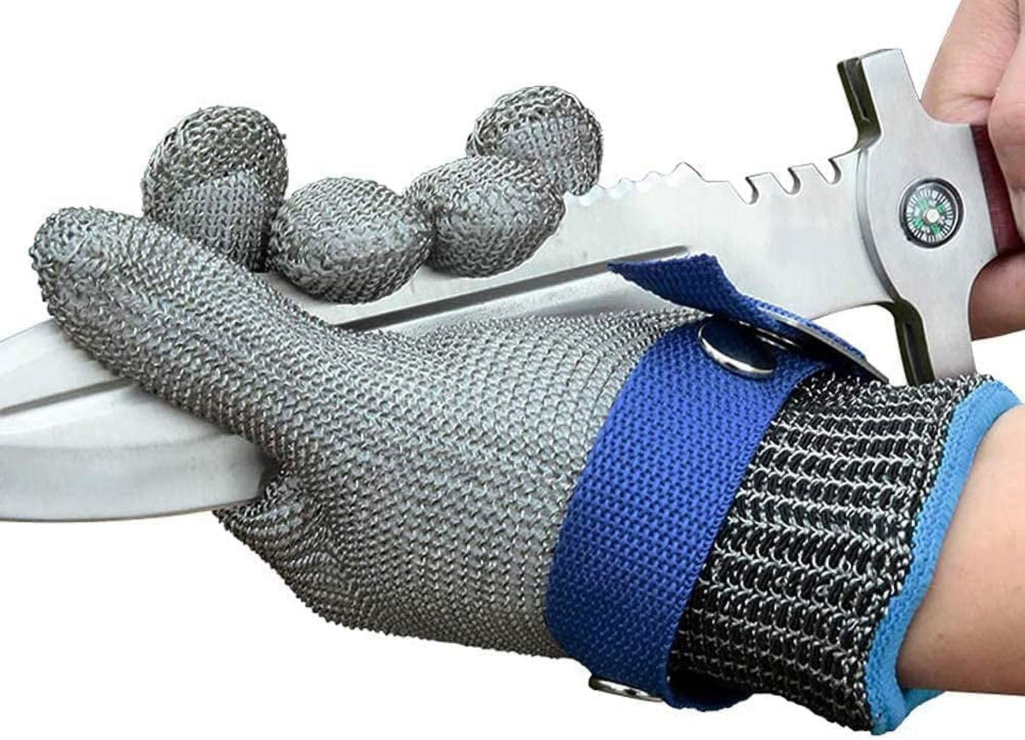 LSVGOE ANSI A9 Cut Resistant Stainless Steel Mesh Glove (Silver, Large) iq84w