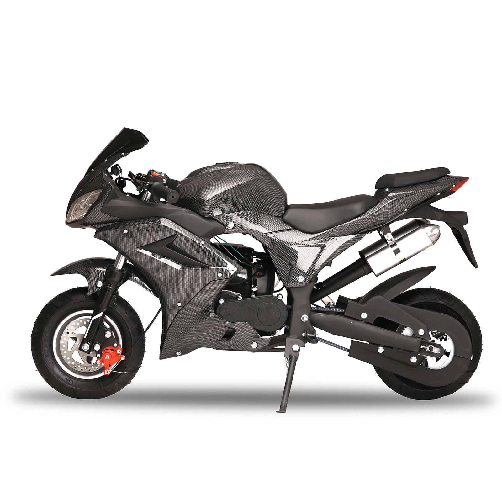 AQQW 49cc 4-Stroke Gas Mini Motorcycle, Kids & Teens Pocket Dirt Bike with Dual Disc Brakes (Black, 441 lb Capacity) rffo9
