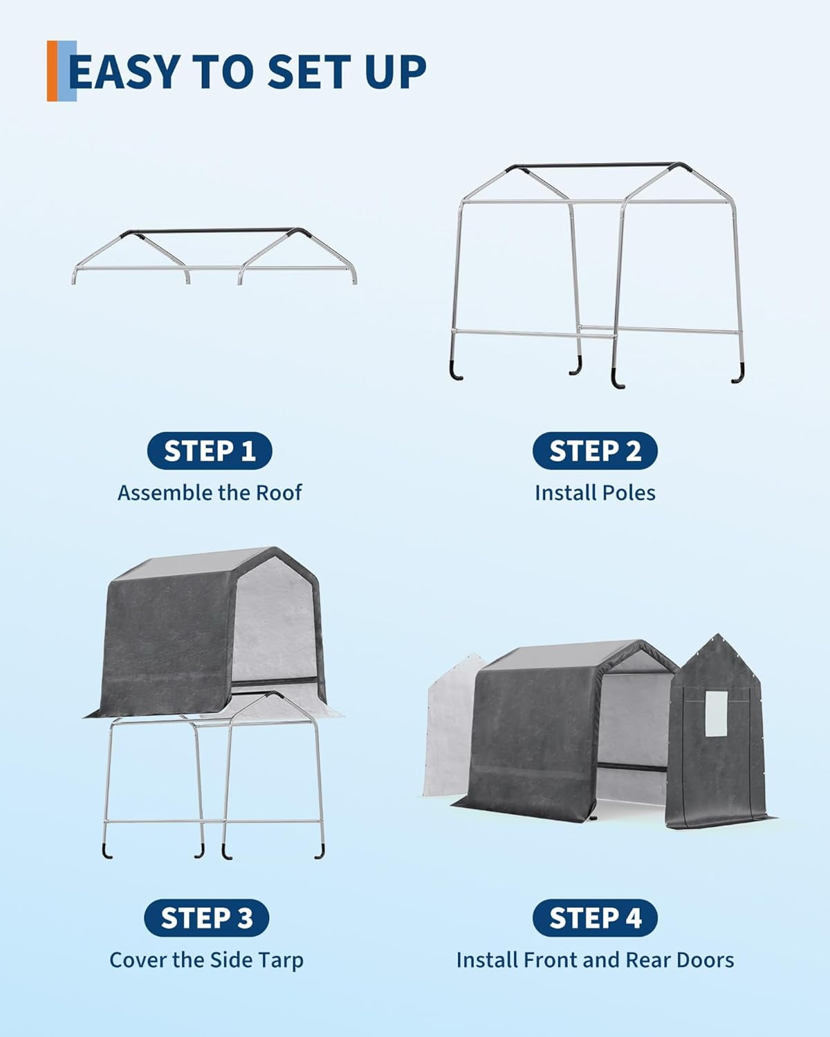DSstyles Outdoor Portable Storage Shed, Heavy-Duty Waterproof Motorcycle and Bike Shelter with Roll-Up Door (Beige, 6x8 ft) z2pf7
