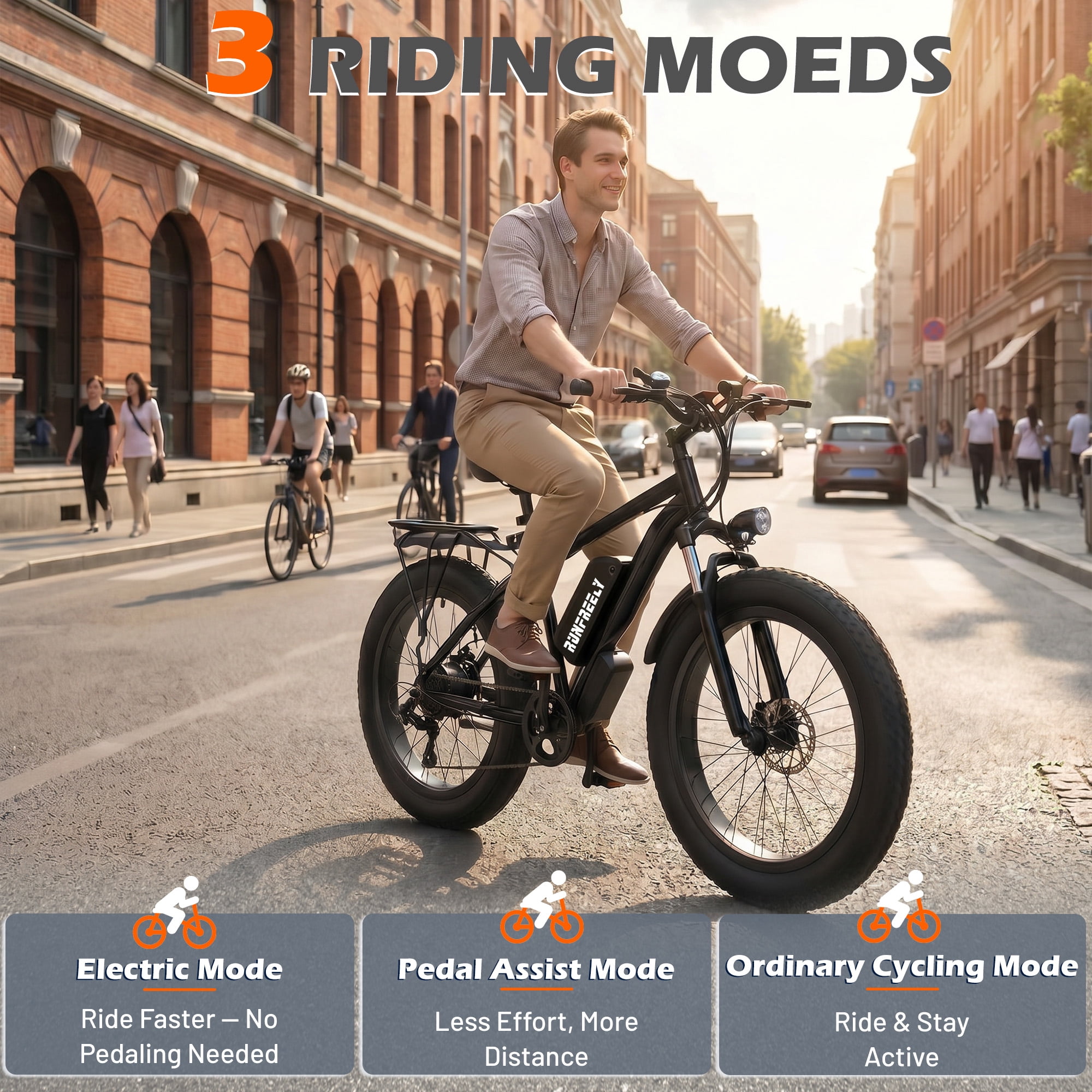 Dnyker Electric Mountain Bike, 26 in Fat Tire E-Bike, 1500W Motor, 48V 13AH Battery, 7-Speed Off-Road Commuter (Black, 26 in) blrbe