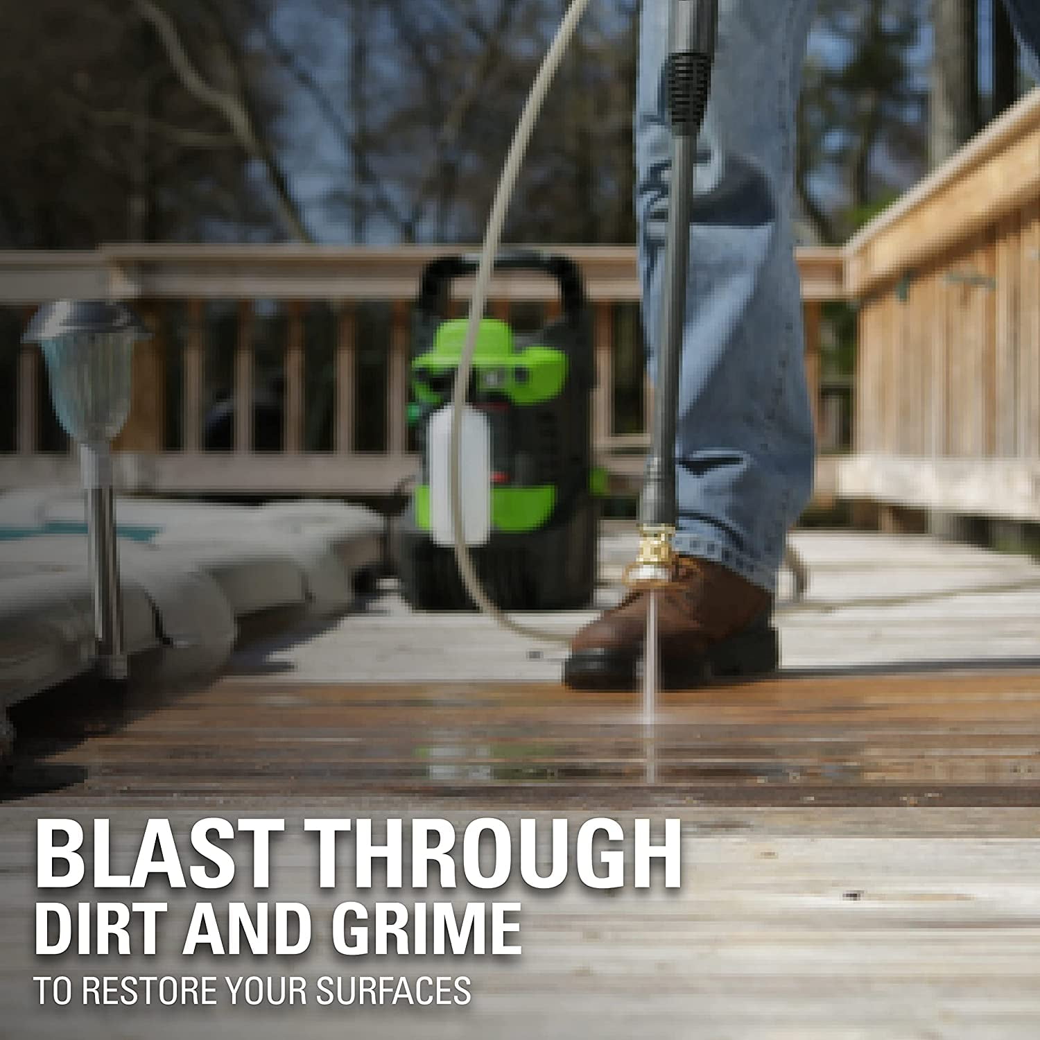 Greenworks 1600 PSI Electric Pressure Washer with Soap Applicator and 20 ft Hose (1.2 GPM) aa8pp
