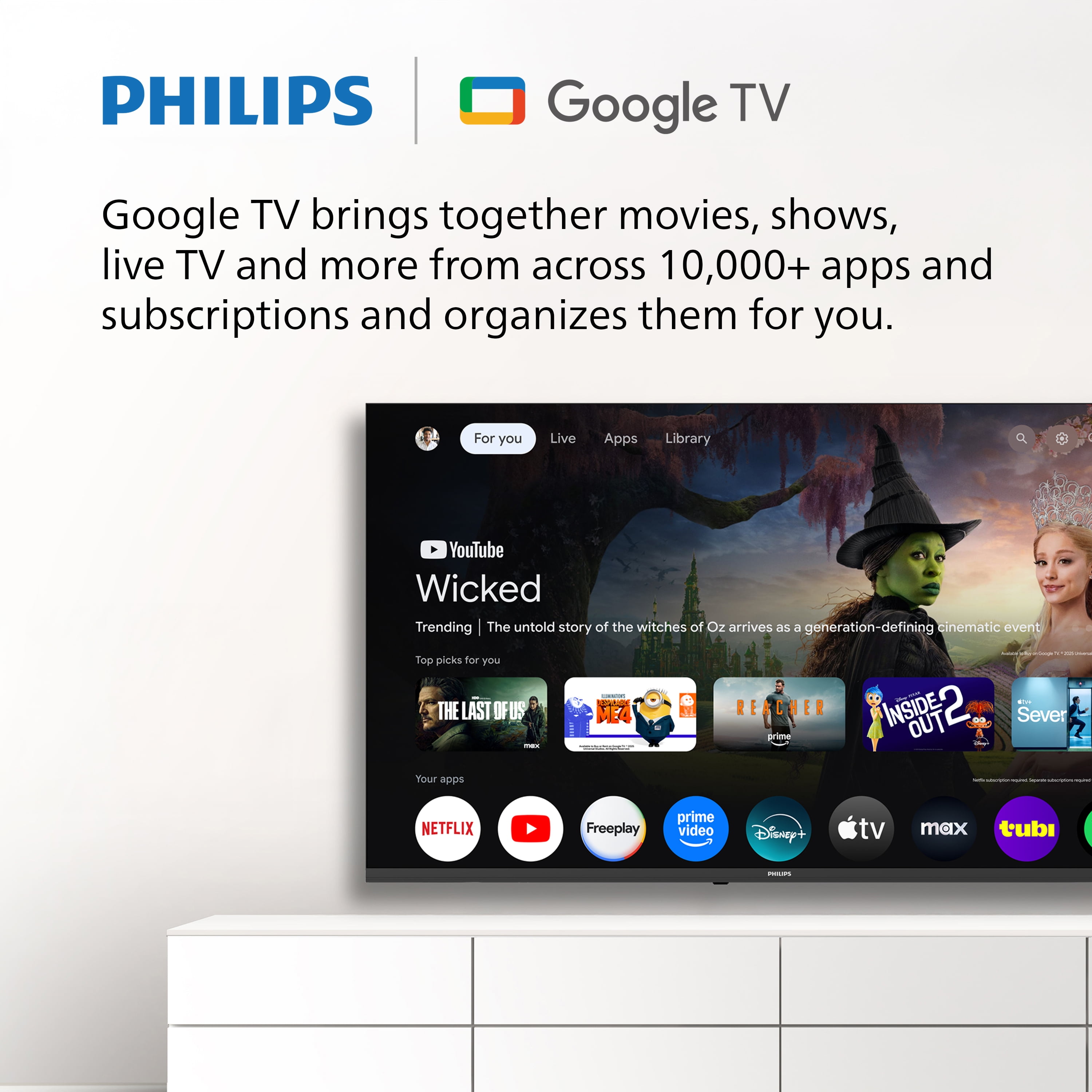 Philips 75-inch Class QLED 4K UHD Google Smart TV (Black, 75 in) wanh4