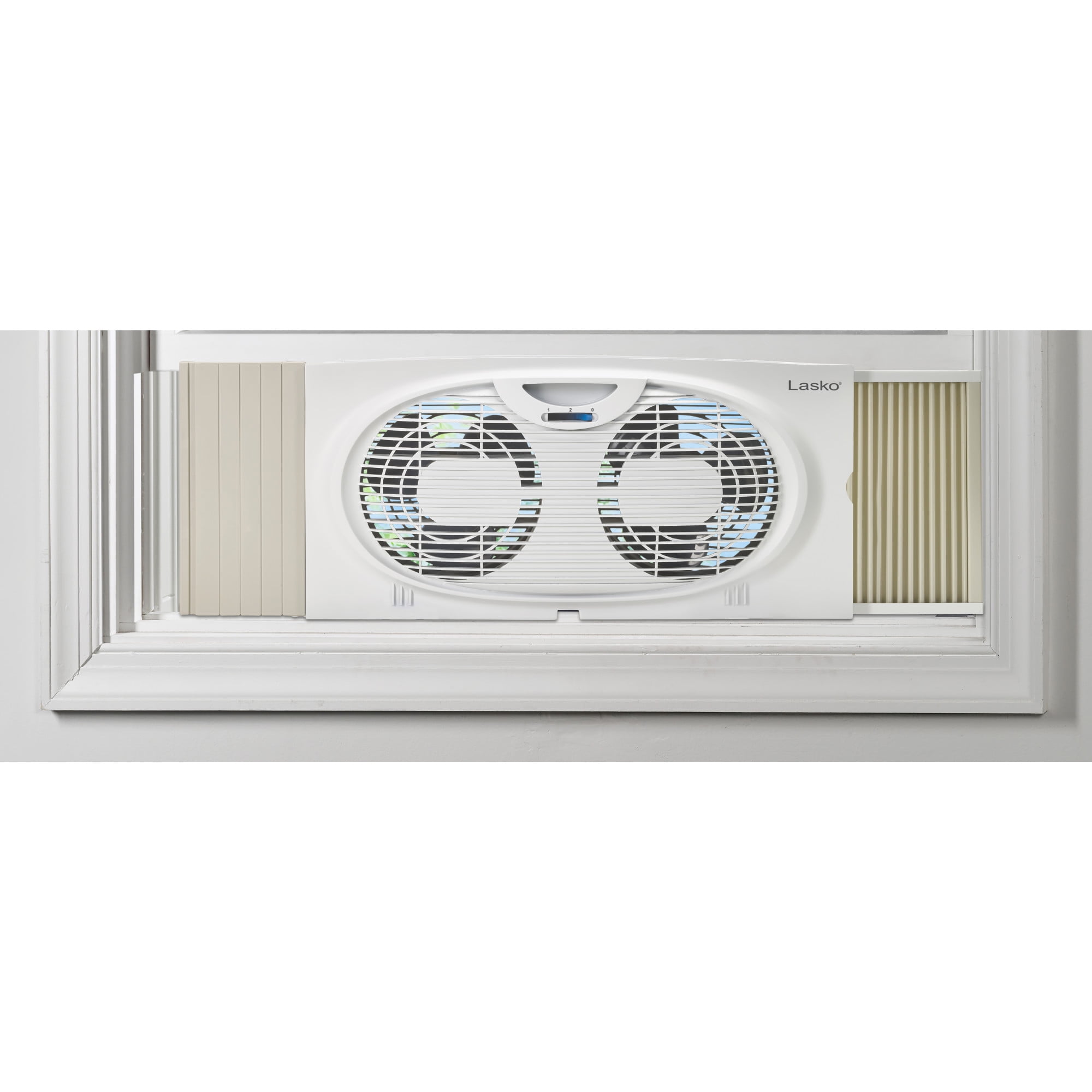 Lasko 10 in. 2-Speed Twin Window Fan with Expanding Side Panels (White, 10 in.) lk9x2