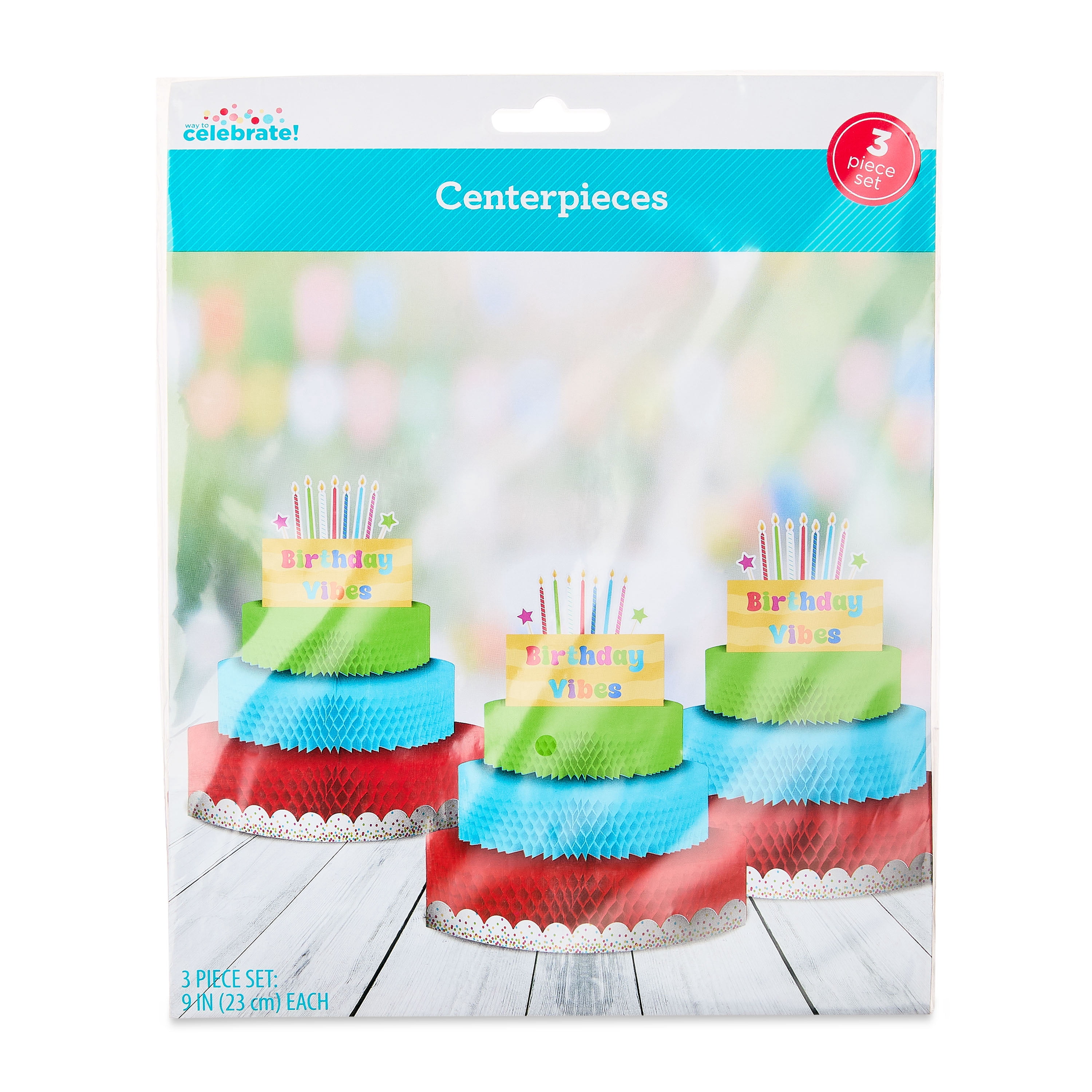 Way To Celebrate Birthday Cake Honeycomb Table Centerpiece Decorations (Multicolor, 3 Count) 0h7ni