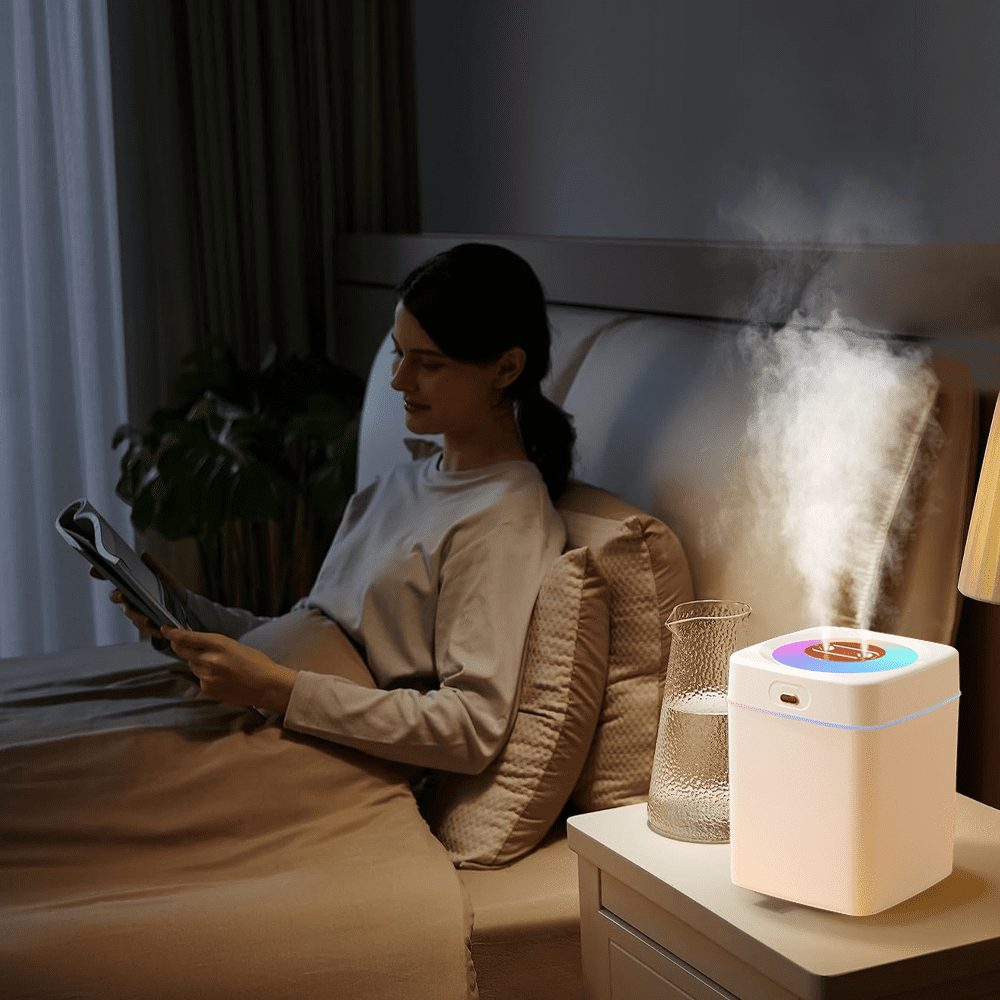 HHENGYISOUL Large Room Humidifier, Top Fill Ultrasonic Mist Maker with Dual Spray Ports and Night Light (White, 101 fl oz) 1uexa