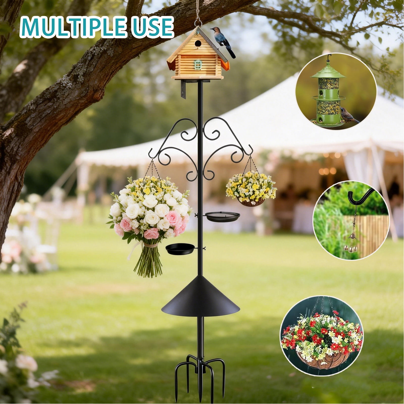Saburrnity Bird Feeder Pole Stand (Heavy-Duty Metal, 92 in) 5fa1r
