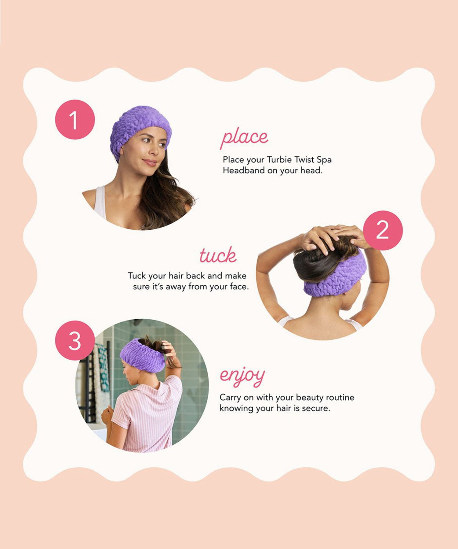 Turbie Twist Extra Wide Spa Headband for Makeup and Face Wash (Pink, 4 Pack) 8w9zt