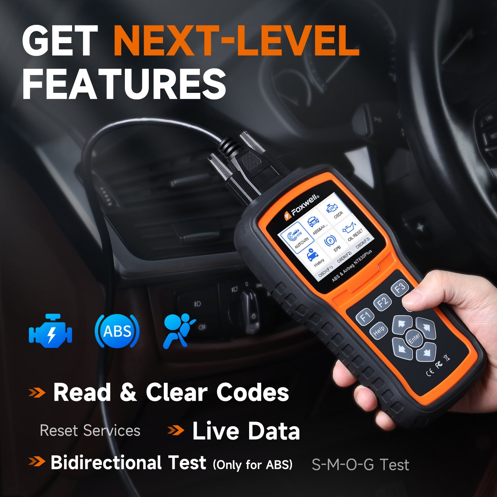 Foxwell NT630 Plus Bidirectional OBD2 Scanner Diagnostic Tool for ABS SRS SAS (Orange) dx4wt - Image 5