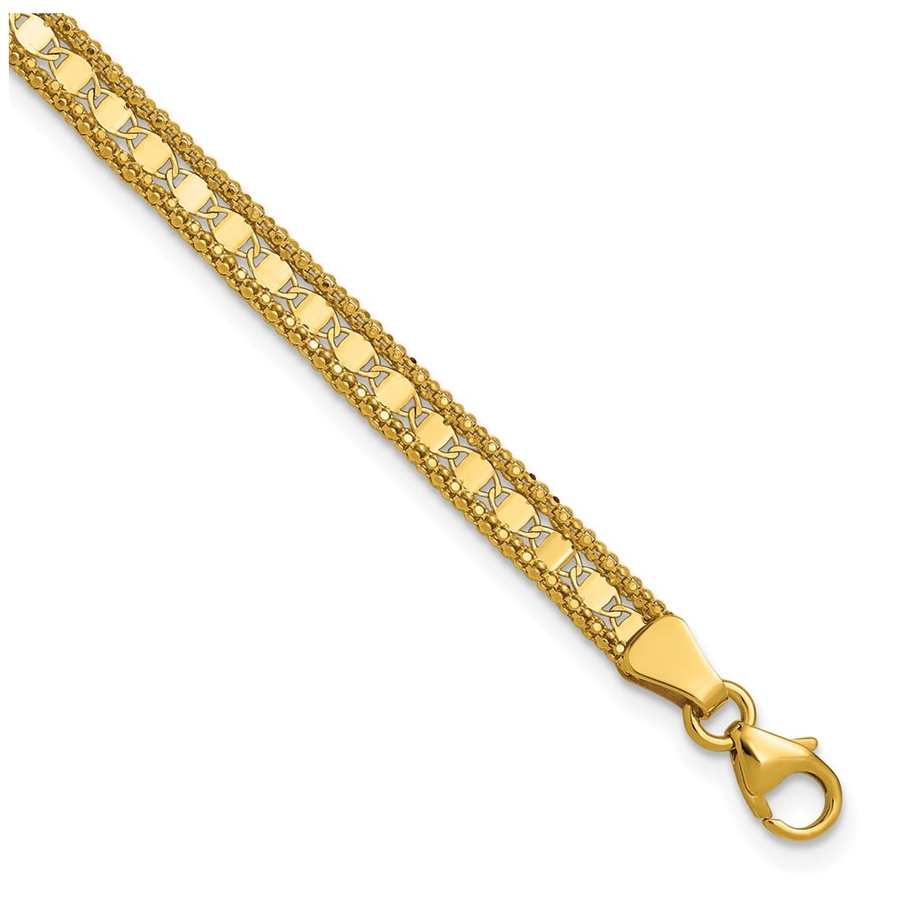 Jewels By Lux 14k Yellow Gold Polished and Textured Fancy Bracelet (Yellow, 7.5 in) qzhym