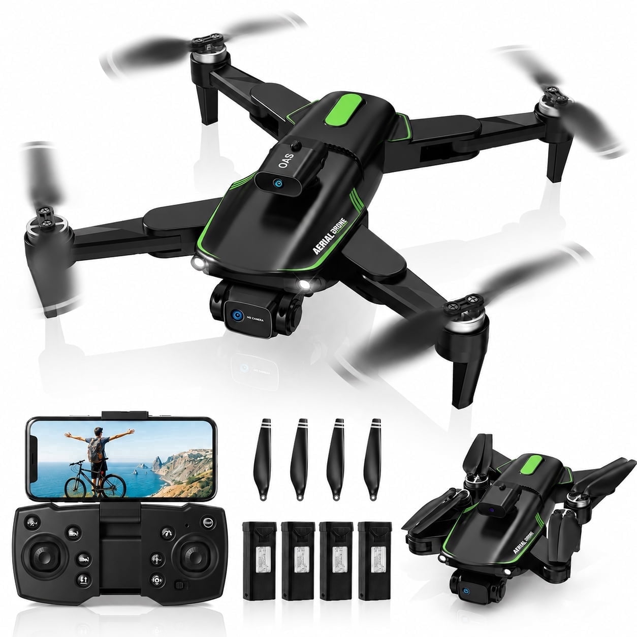 VILINICE 1080P FPV Quadcopter Drone with Dual Cameras, Brushless Motor, Obstacle Avoidance, Foldable Design (Black, 1 Pack) 1wxrh