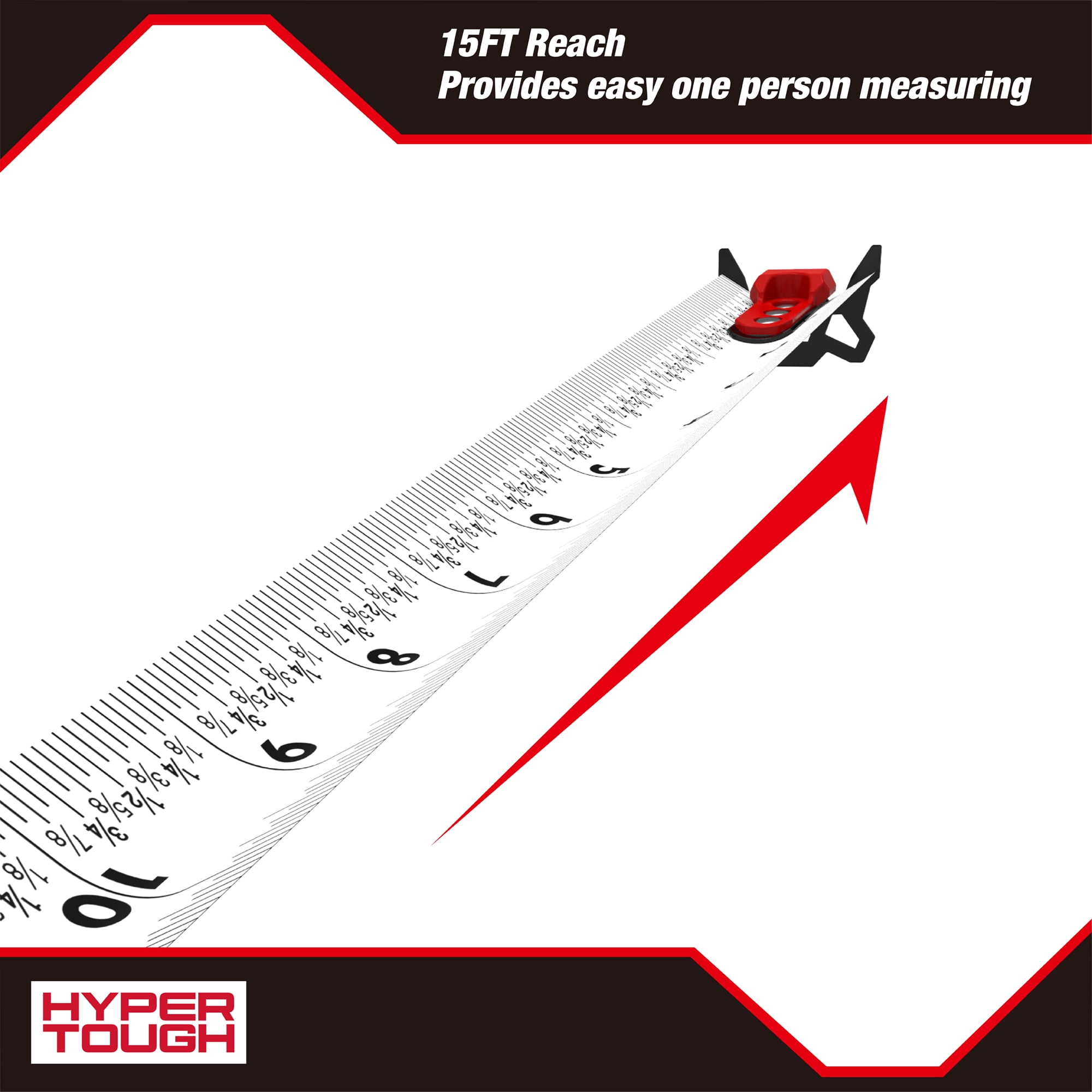 Hyper Tough Magnetic Tape Measure with Nylon-Coated Blade (Red, 25 ft) 9ew0n - Image 8