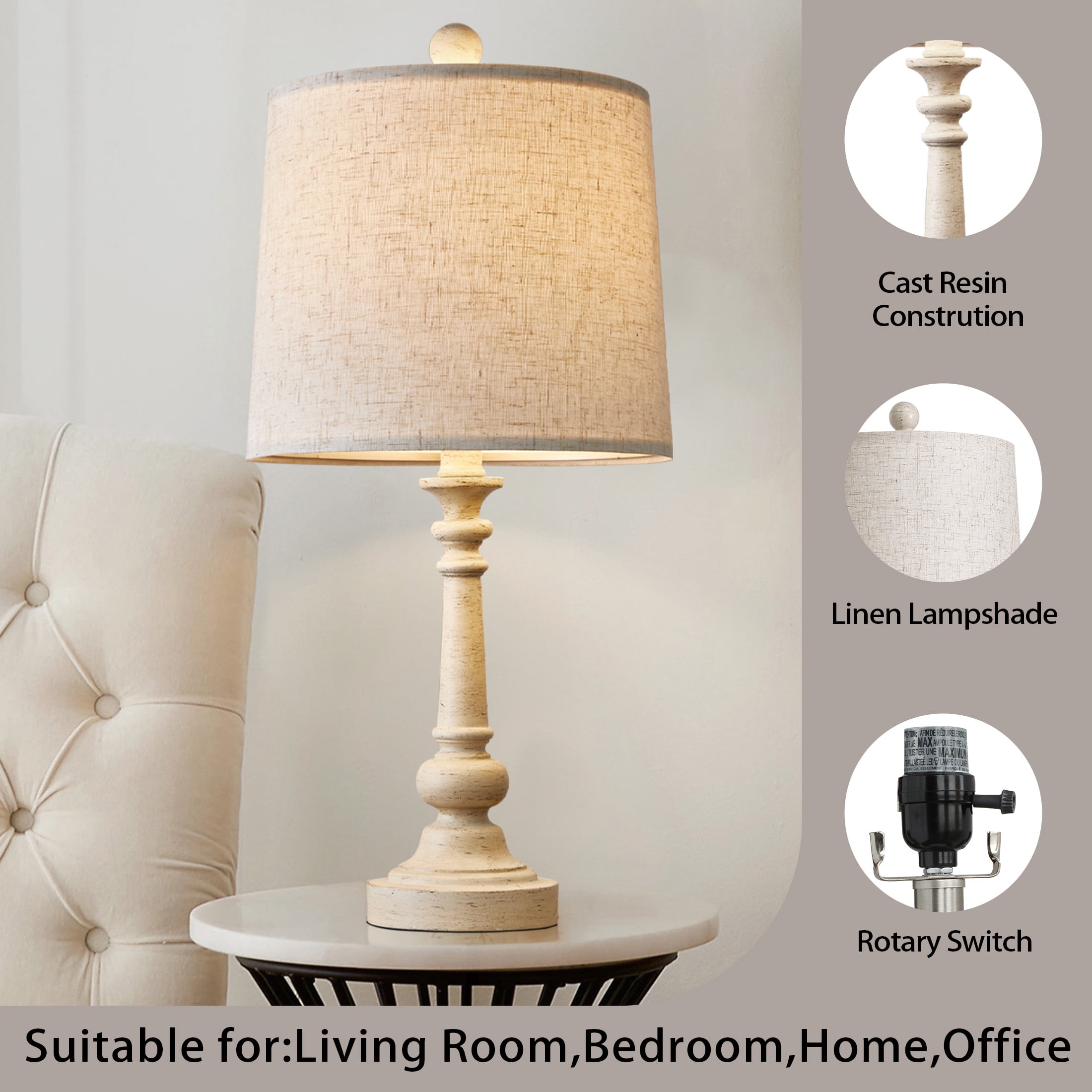 Oneach Retro Farmhouse Table Lamp Set (2-Pack, 20.25 in) y1pte