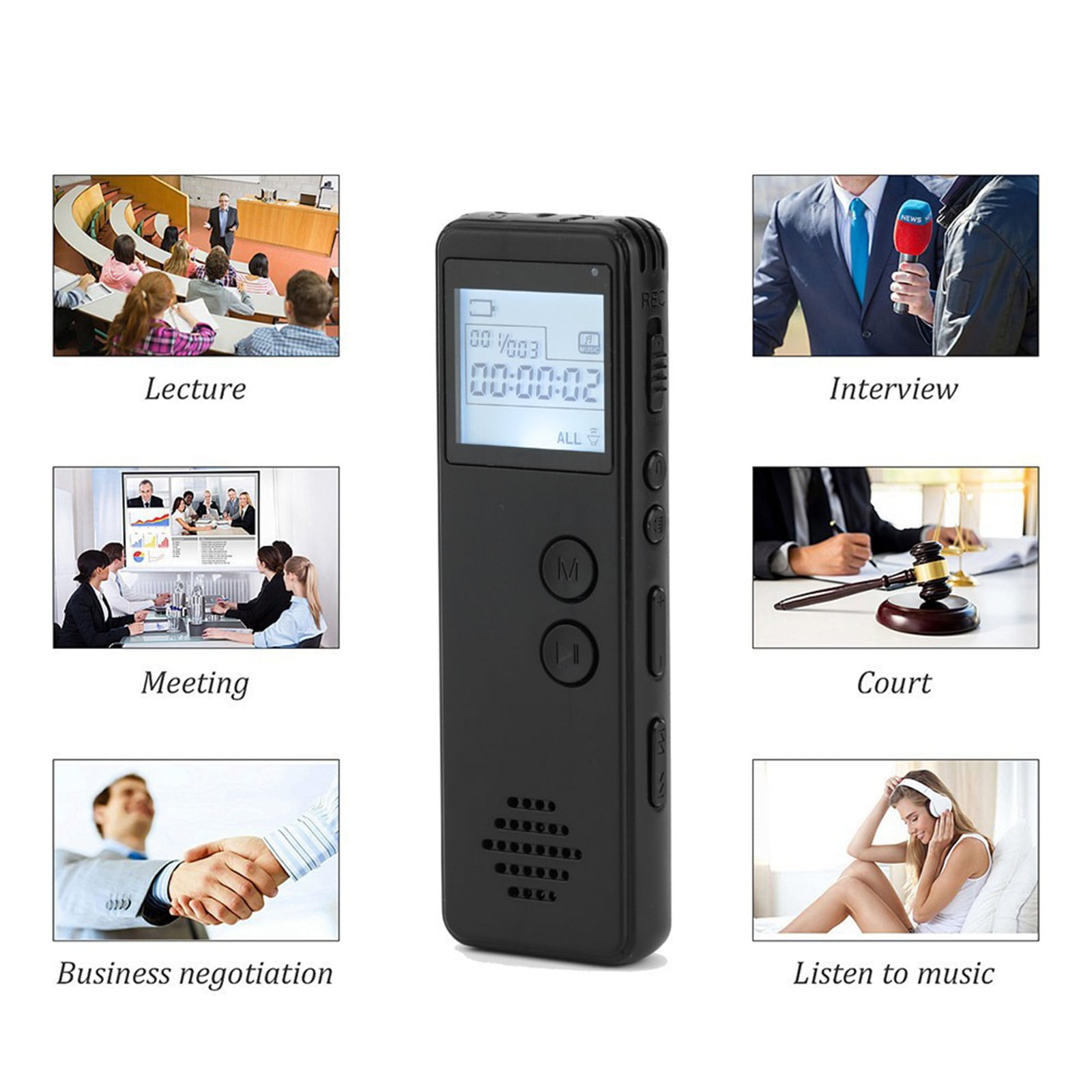 Blasgw Mini Digital Voice Recorder with MP3 Player, One-Touch Recording, Retro Style (Black, 3.8 in) mw35w