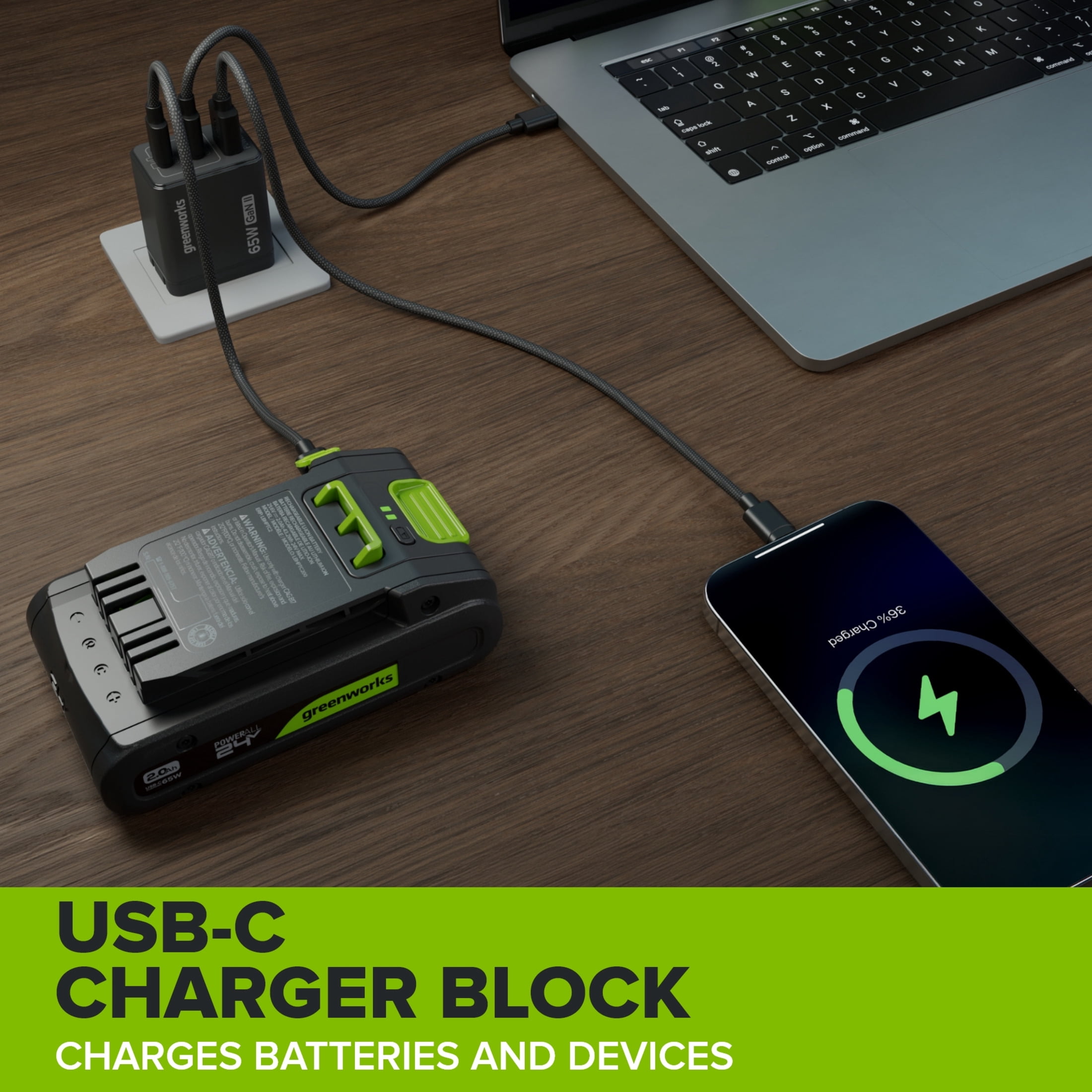 Greenworks PowerAll 24V Lithium-Ion Battery (2-Pack, 2.0 Ah) x9924 - Image 3