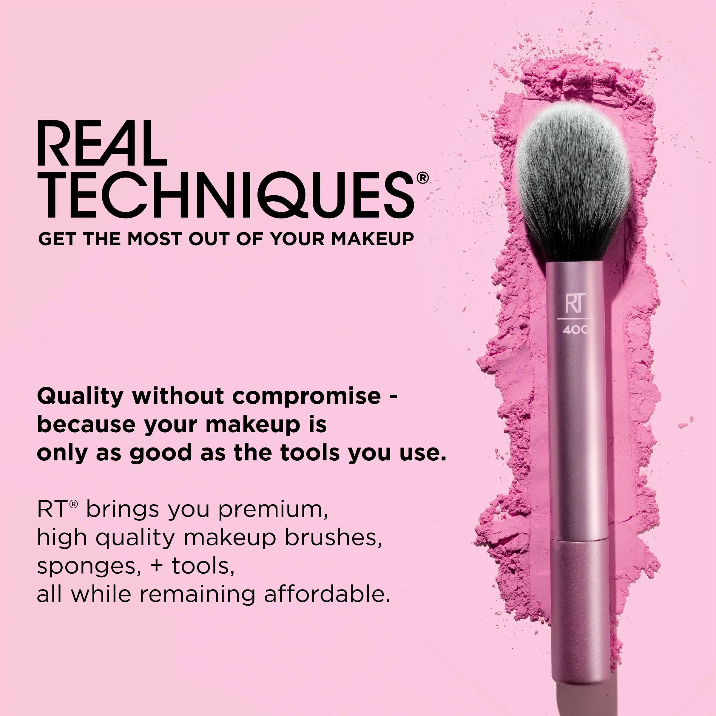 Real Techniques Pastel Pop Miracle 2-In-1 Powder Puff, Dual-Sided Makeup Applicator for Liquid and Powder (Pink, 1 Count) mrls6