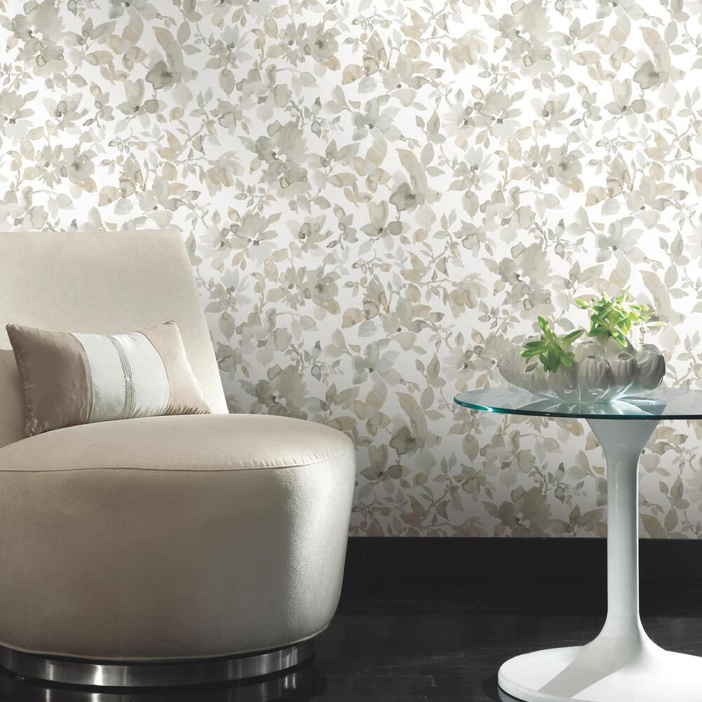 RoomMates Floral Peel and Stick Wallpaper, Removable Self-Adhesive Wall Decor (Light Pink, 28.18 sq ft) 01qoa