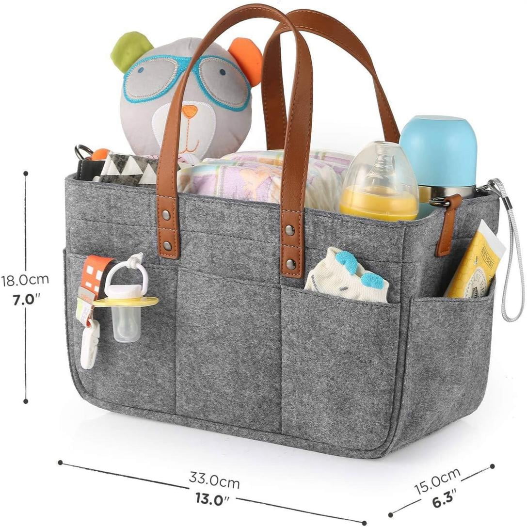 Zeceouar Foldable Nursery Diaper Caddy Organizer with Removable Inserts (Grey, 13 in x 7 in x 6 in) ky6p7