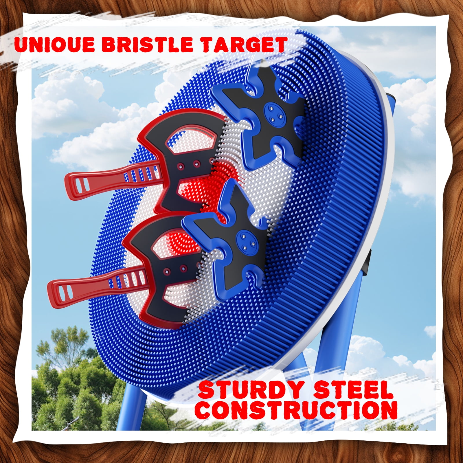 SENCHO GINSYTALIOR Family Axe Throwing Game Set with 4 Axes and 4 Darts (Blue, 9 Piece Set) f6c5y