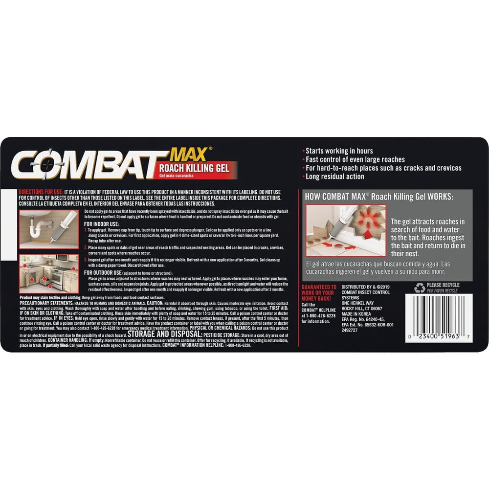 Combat Max Roach Killing Gel, Fast-Acting Pest Control Bait (1.05 fl oz) eid3b
