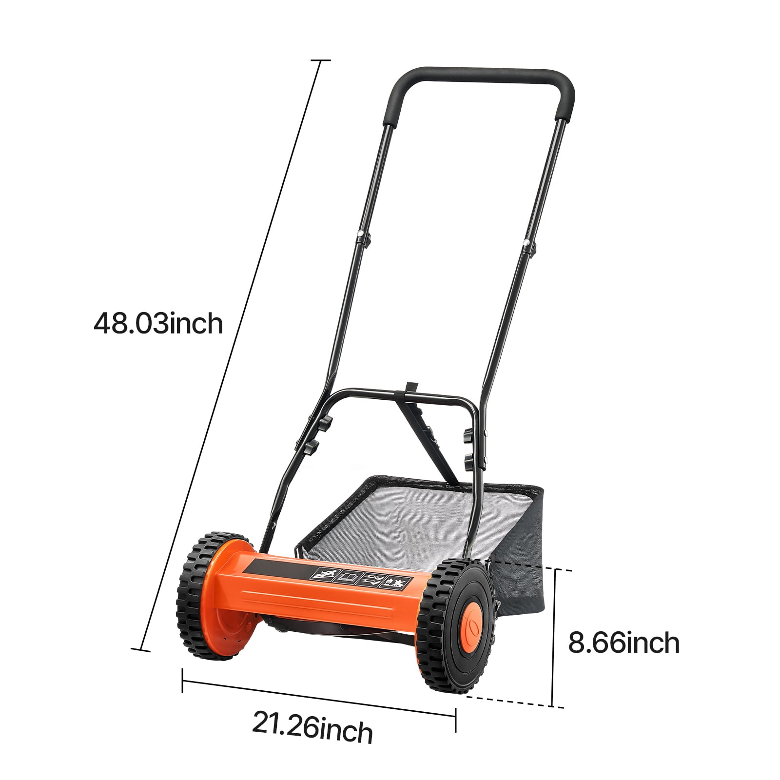 KFFKFF Manual Push Reel Lawn Mower, 5-Blade Cutting System, Adjustable Height, Includes Grass Collection Bag (16 in) eooyu