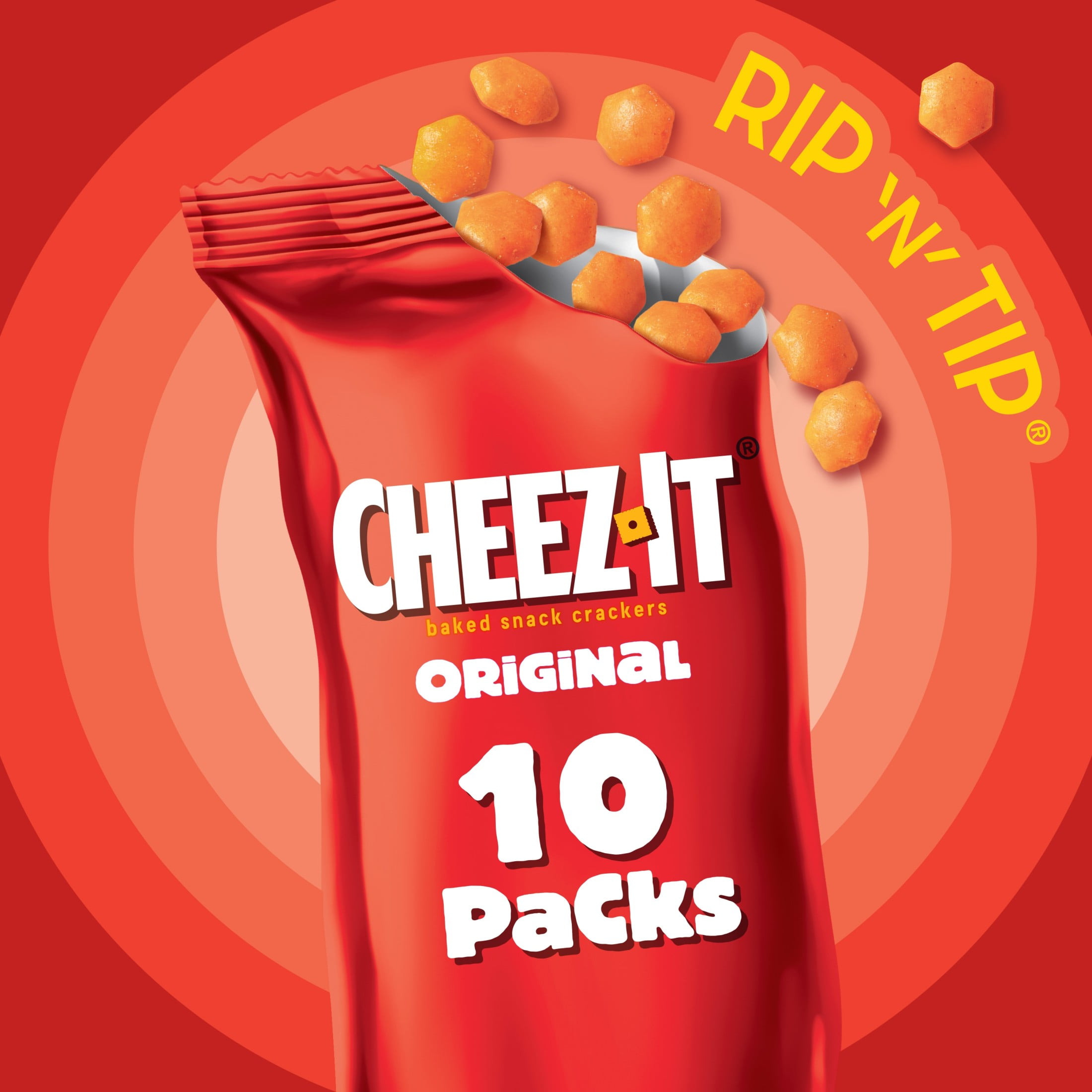 Cheez-It Gripz Original Baked Snack Crackers, Mini Crackers (10 Count, 9 oz) oknv1