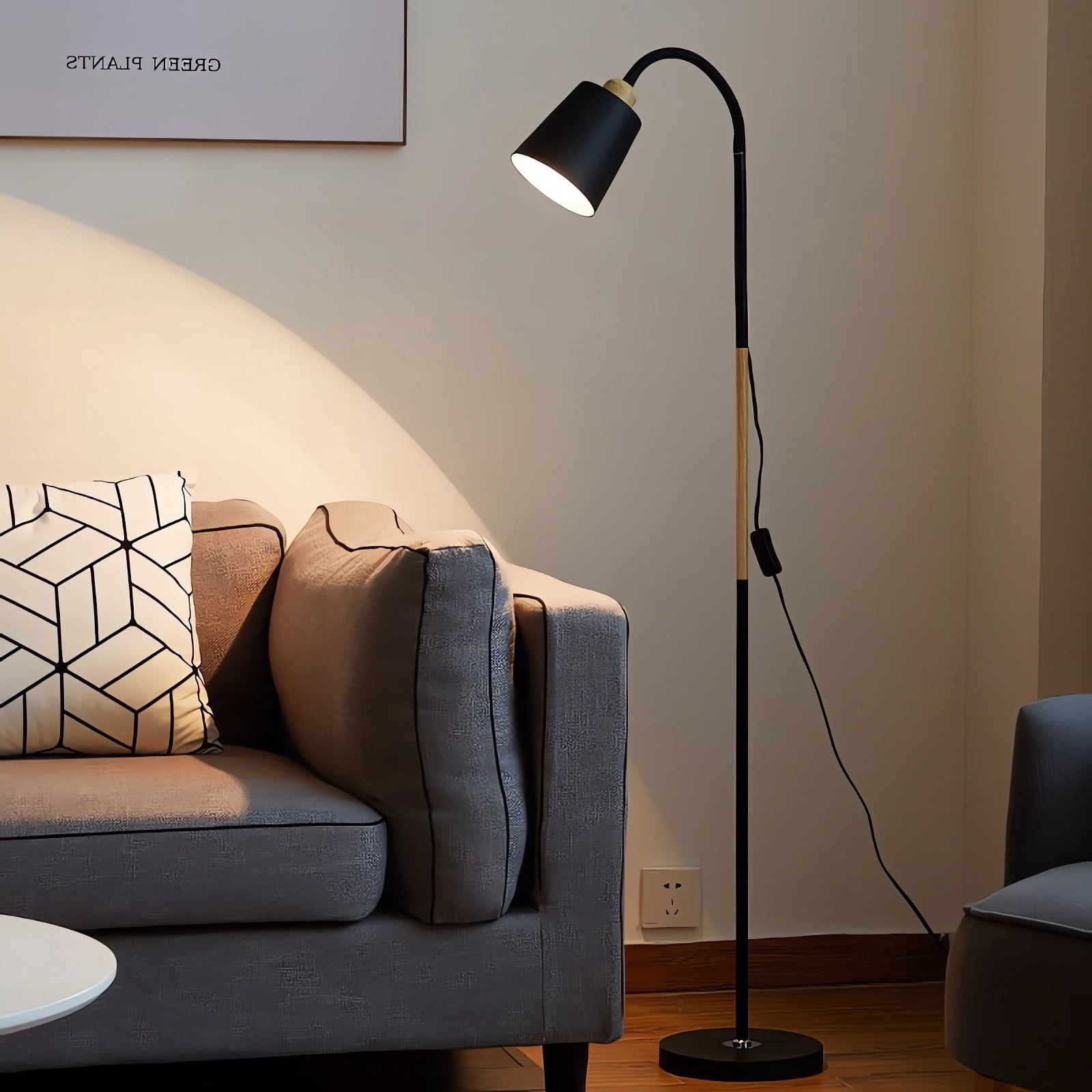 Meromore Adjustable Gooseneck Floor Lamp for Living Room with 3-Color LED Bulb (60 in) rus79