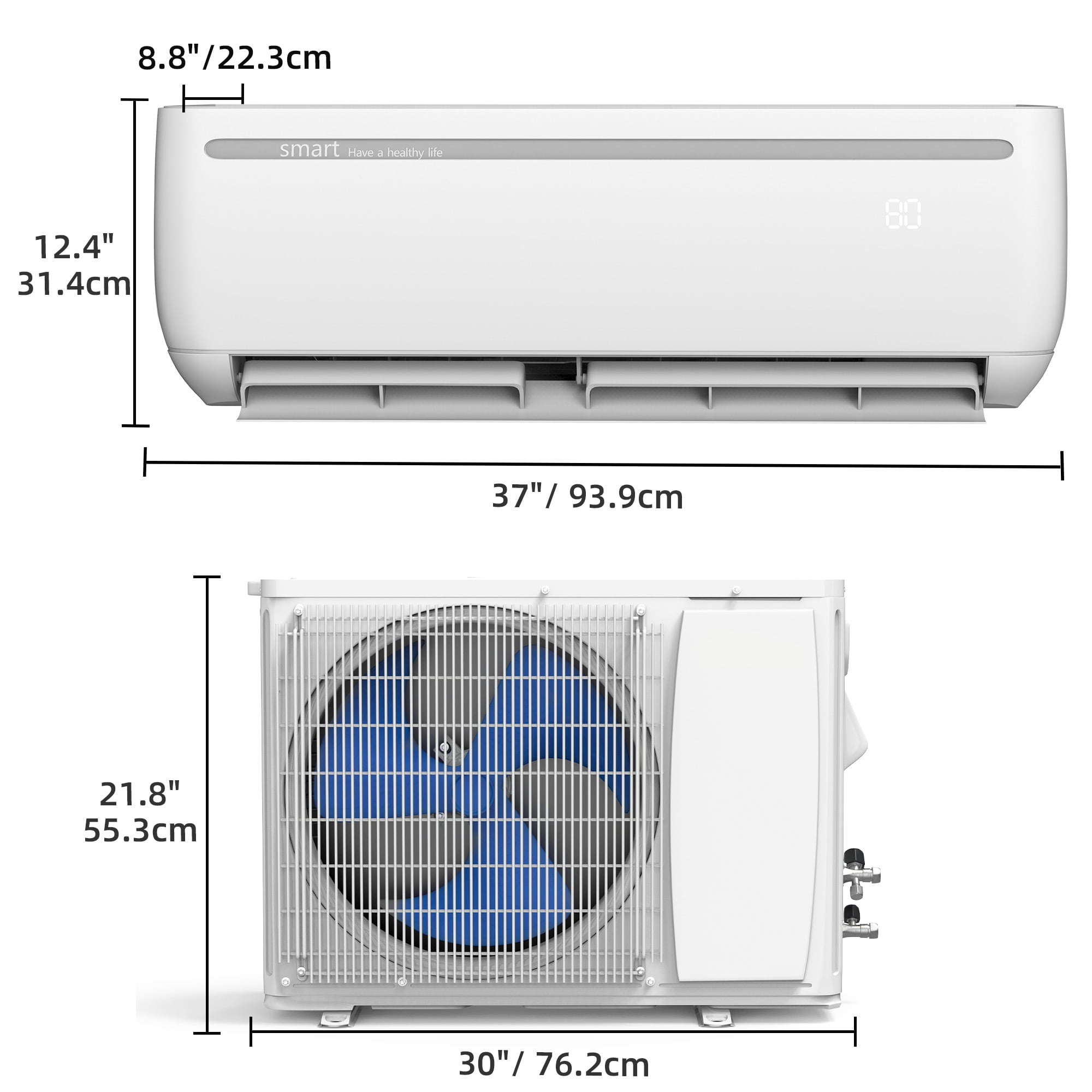 DEXTRUS Mini Split Air Conditioner and Heater (18000 BTU, 1250 sq ft, White) 8sxer