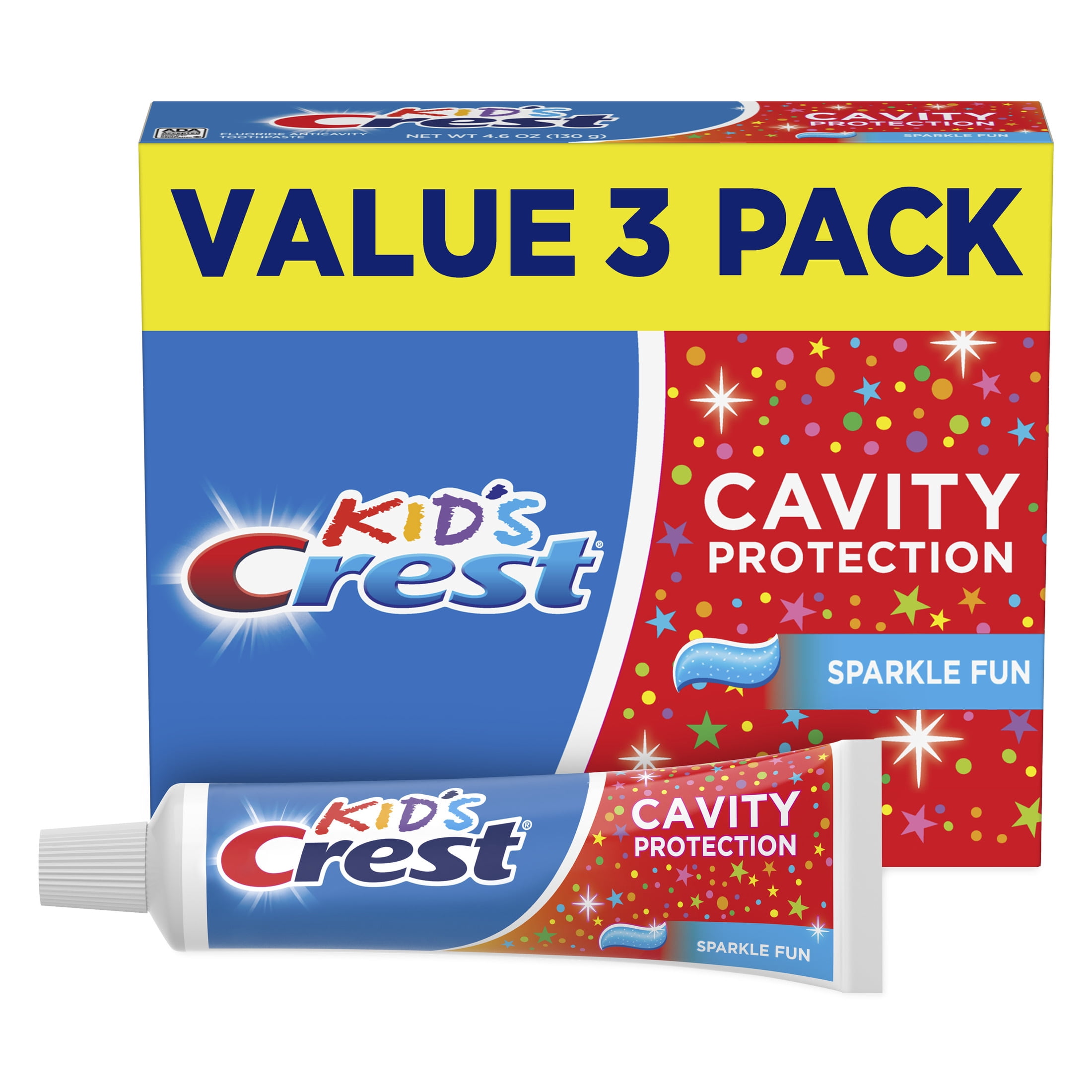 Crest Kids Cavity Protection Toothpaste, Sparkle Fun Flavor, Anticavity Fluoride Formula (4 Pack, 4.6 oz) ev6uw