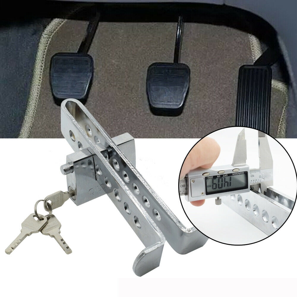 Yiyasu Anti-Theft Brake Pedal Lock Stainless Steel Clutch Security Device for Car and Truck (Silver, 8-Hole Adjustable) loaxf
