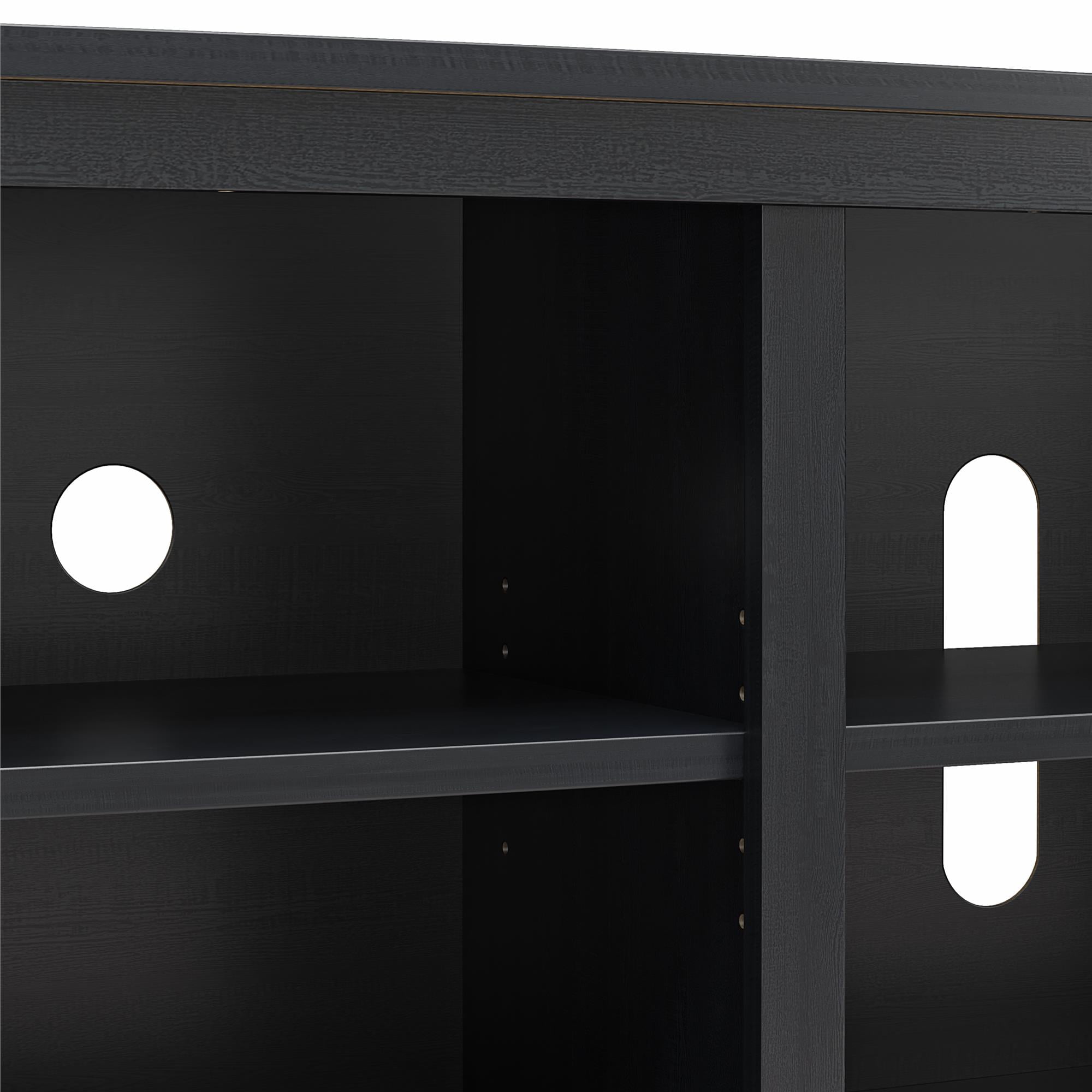 Mainstays Parsons TV Stand for TVs up to 50 in (Black Oak, 45.5 in W x 19.7 in H x 15.75 in D) rncyb